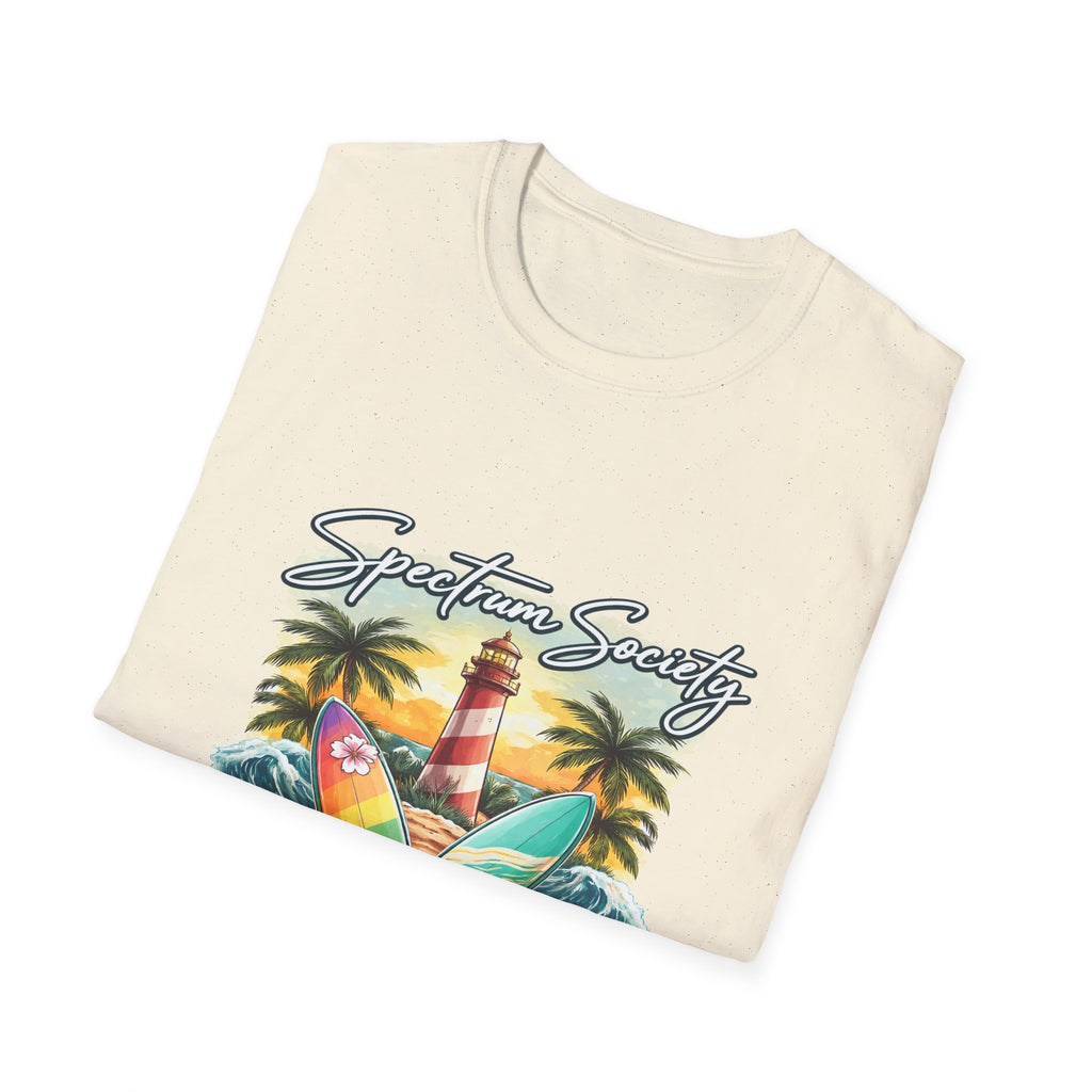 Autism Acceptance Surf Tee — Lighthouse & Surfboards Beach Graphic T-Shirt