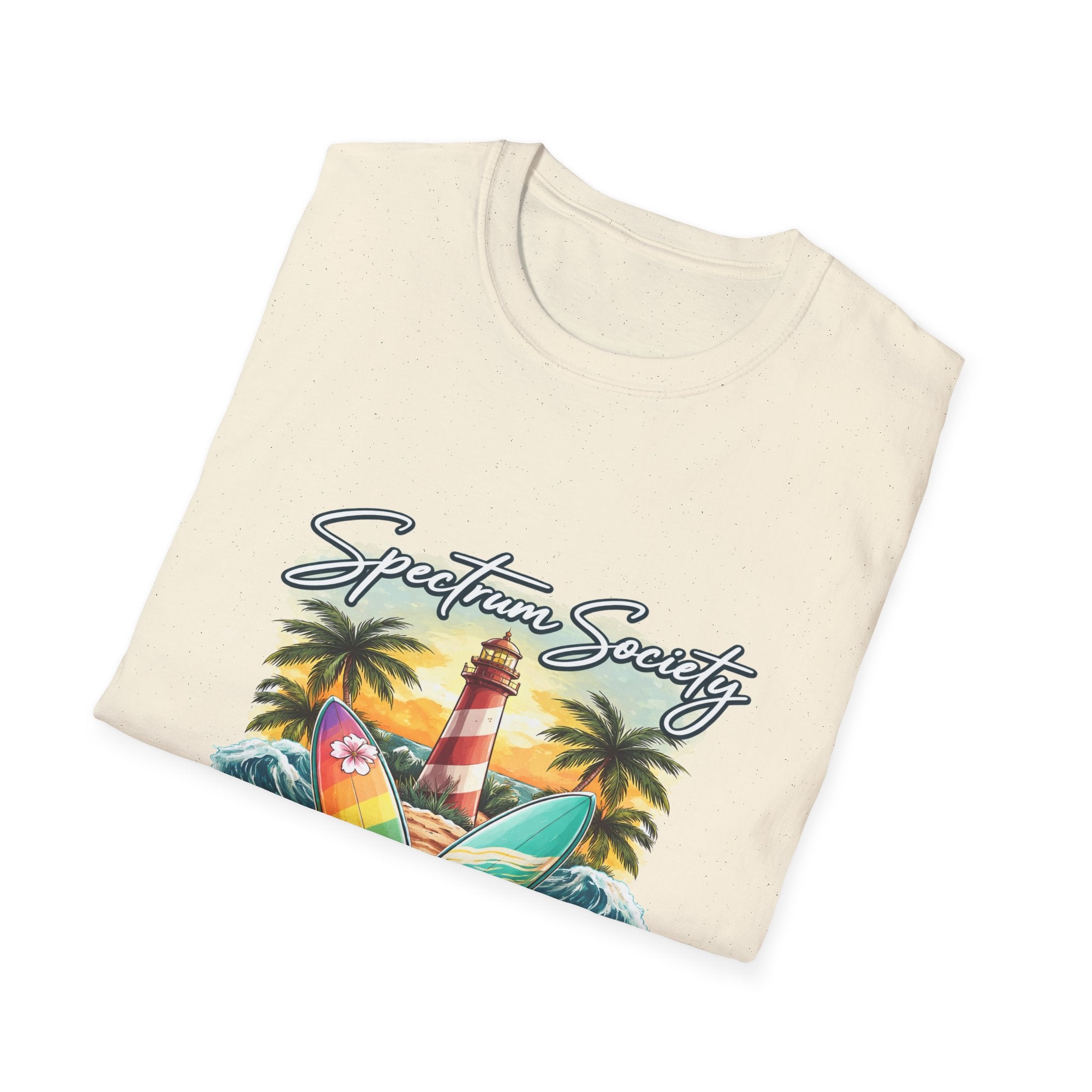 Autism Acceptance Surf Tee — Lighthouse & Surfboards Beach Graphic T-Shirt
