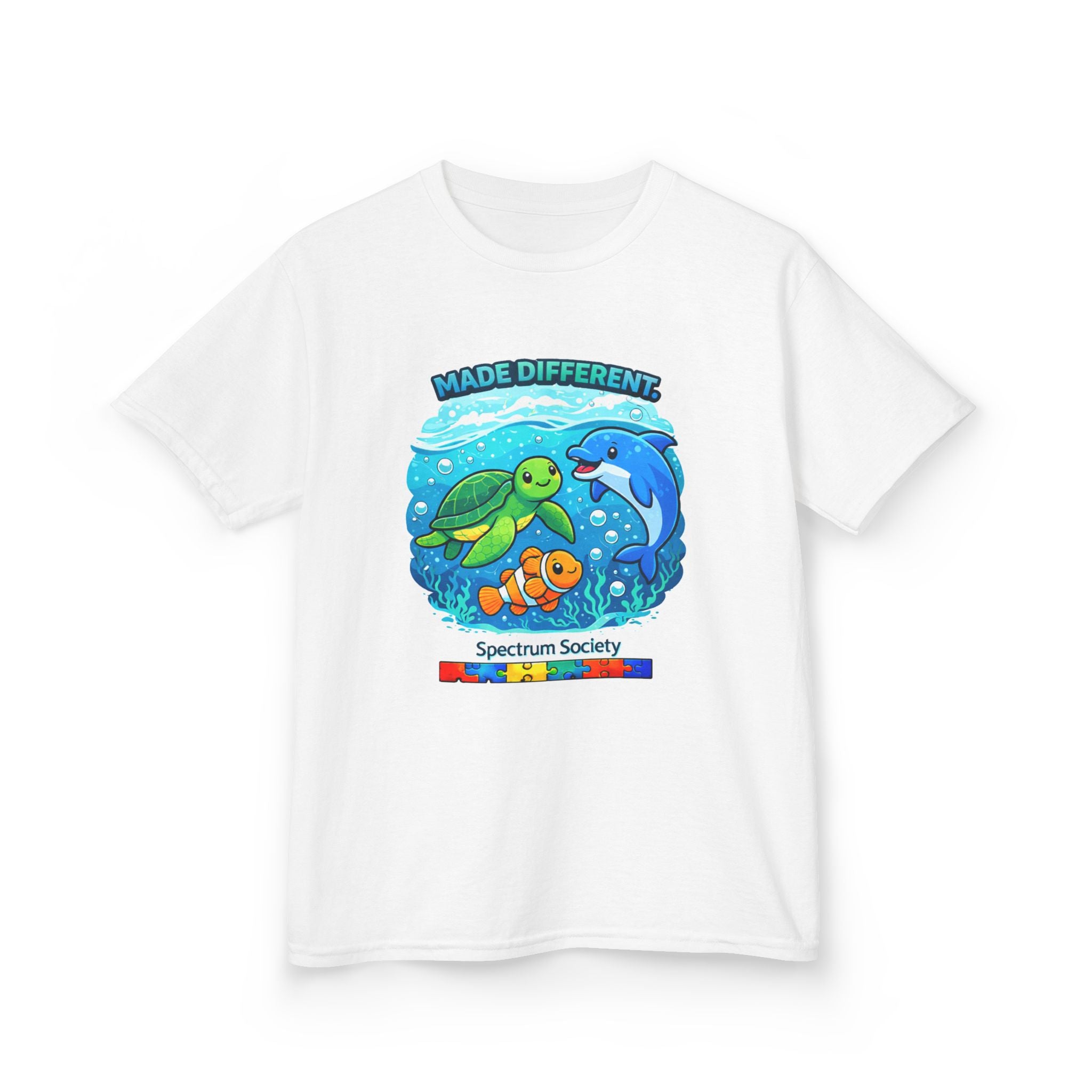 Kids Tee — "Made Different" Ocean Friends Autism Support Shirt