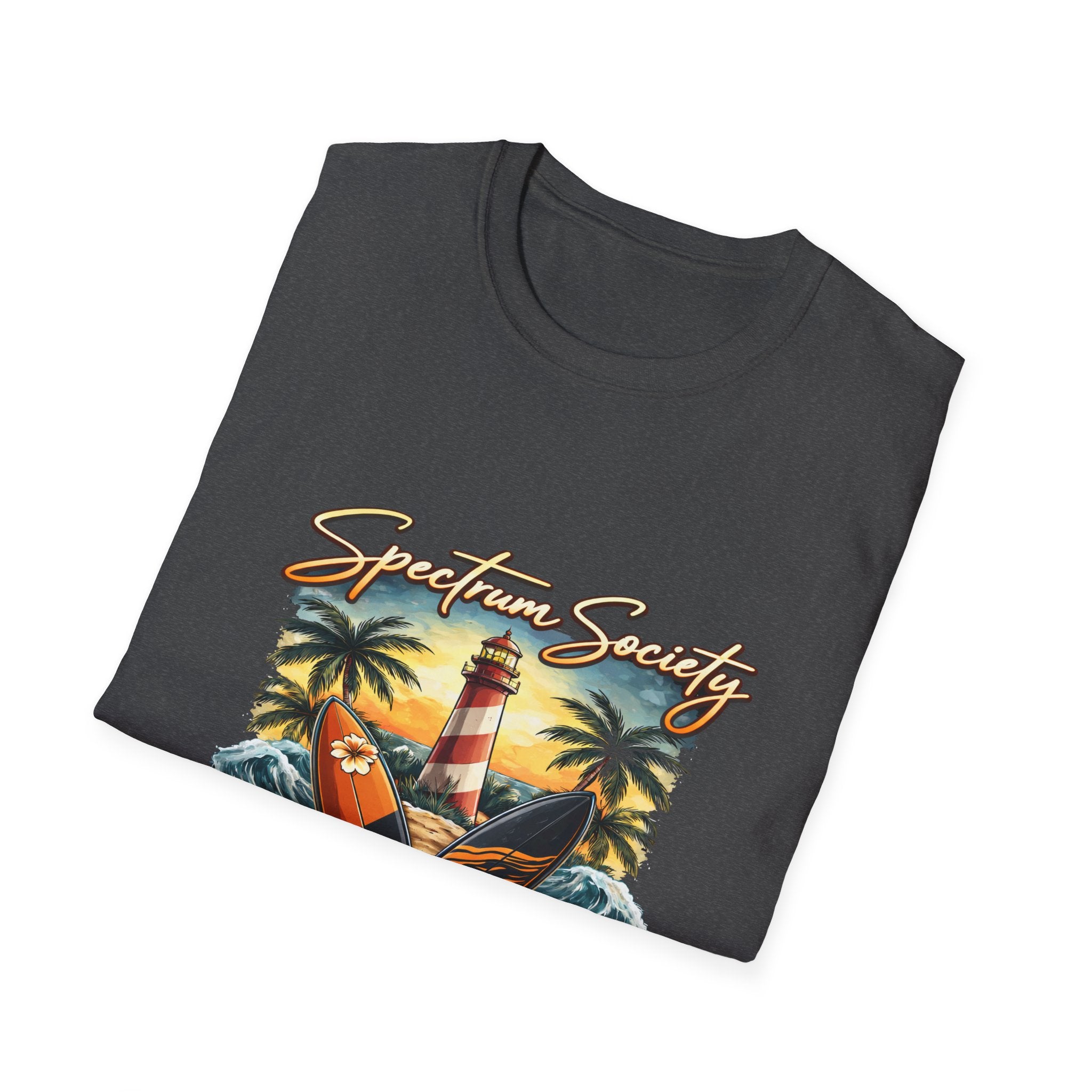 Autism Acceptance 'Spectrum Society' Beach T‑Shirt — Lighthouse & Surf Design
