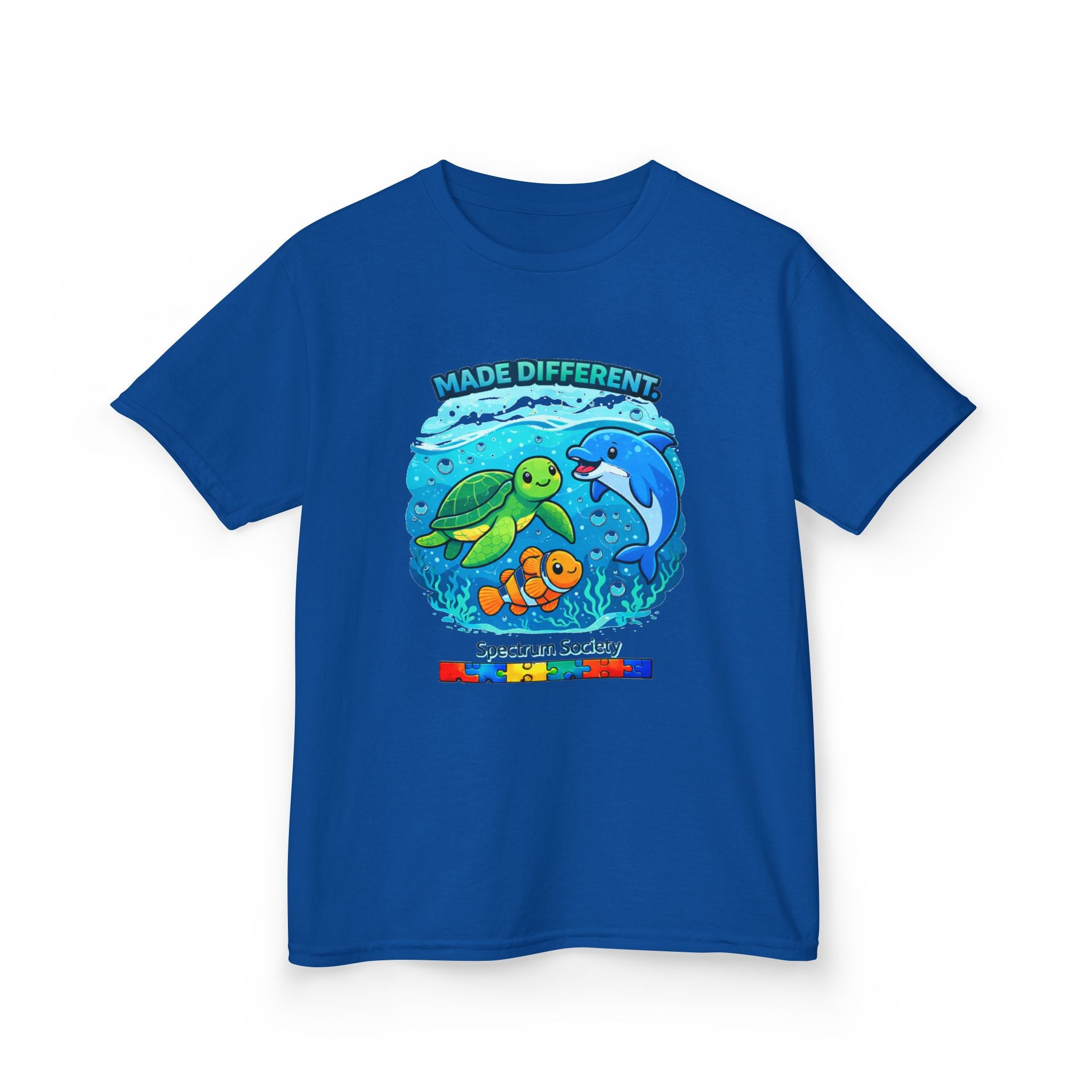 Kids Tee — "Made Different" Ocean Friends Autism Support Shirt