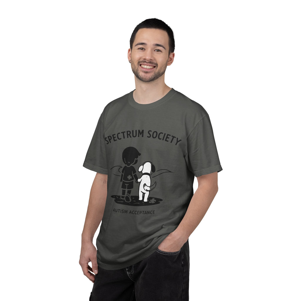 Spectrum Society T-Shirt — Autism Acceptance Tee with Child & Dog Graphic