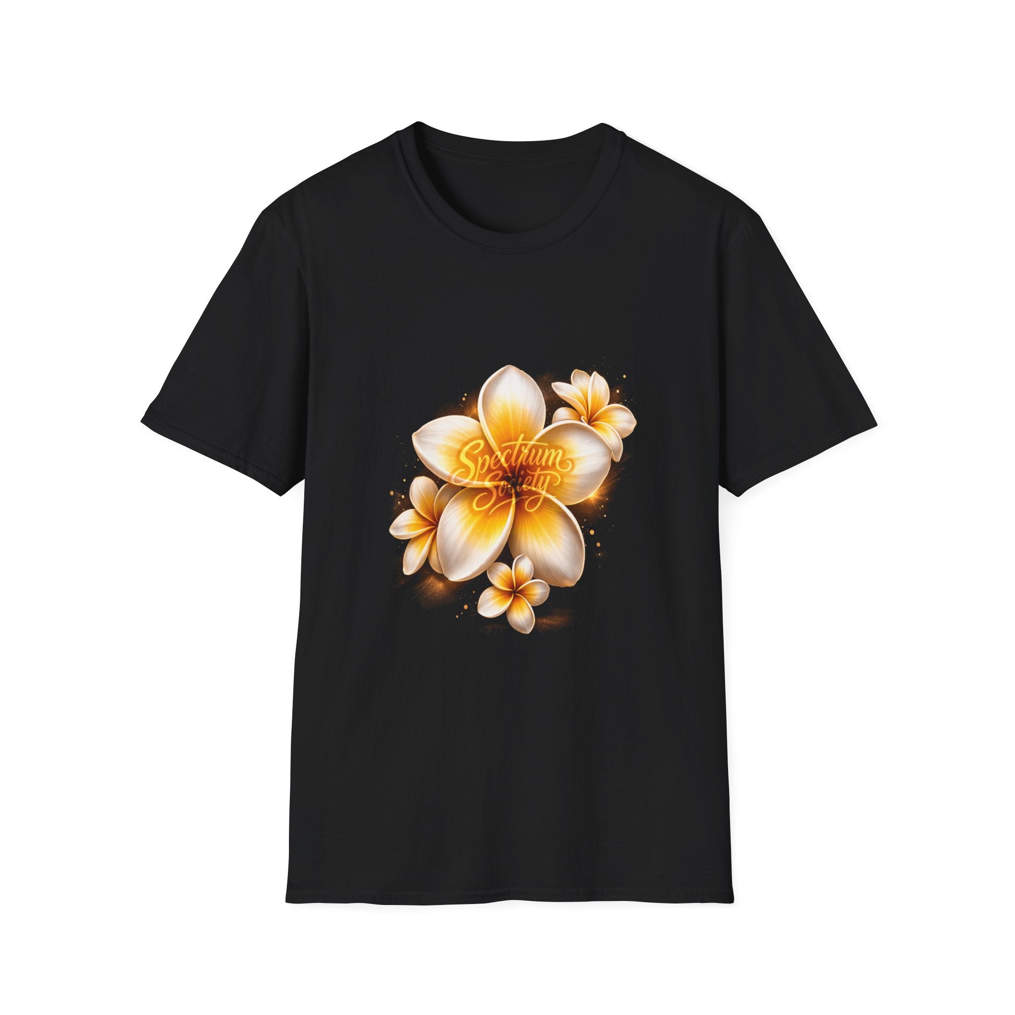 Plumeria Floral T-Shirt — Tropical Yellow Frangipani Design