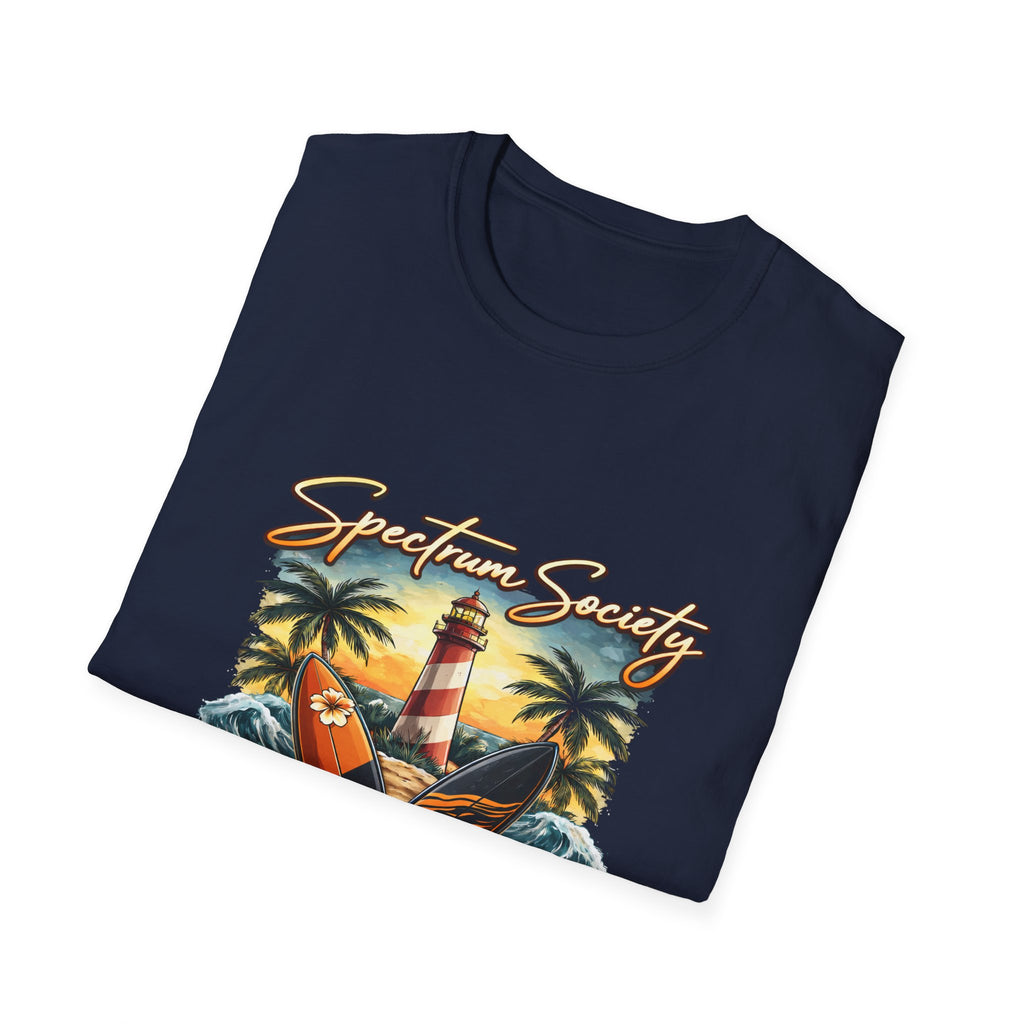 Autism Acceptance 'Spectrum Society' Beach T‑Shirt — Lighthouse & Surf Design