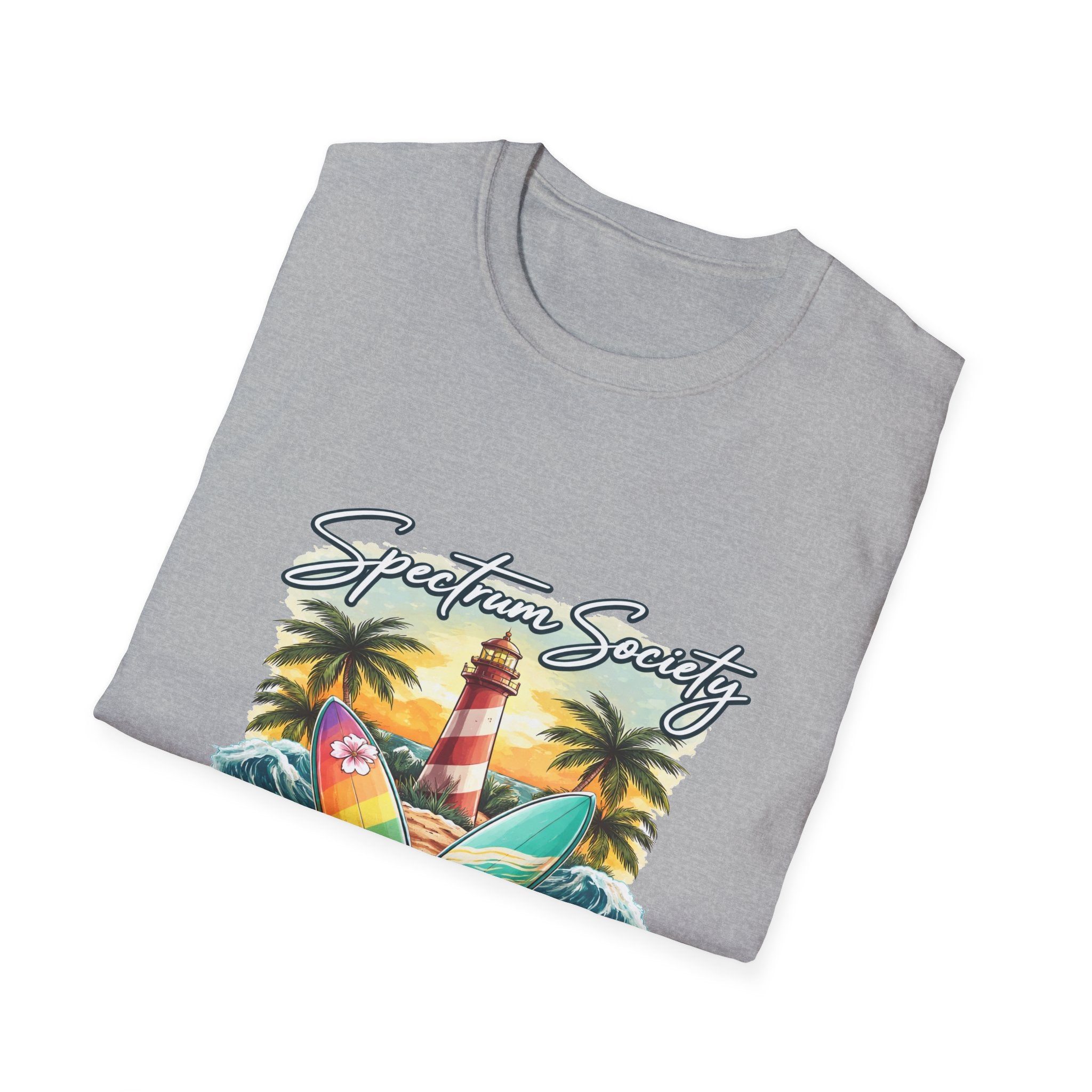 Autism Acceptance Surf Tee — Lighthouse & Surfboards Beach Graphic T-Shirt
