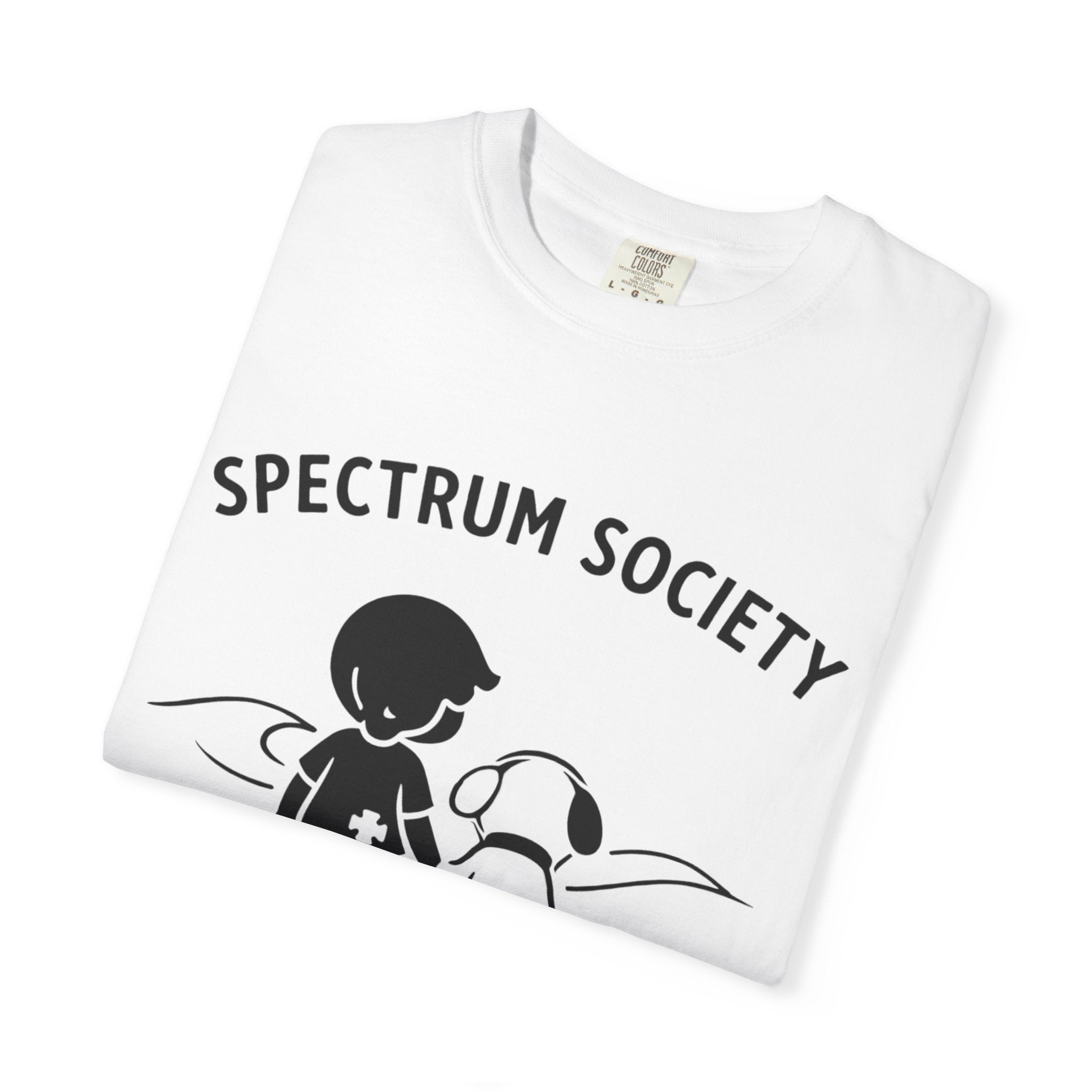 Spectrum Society T-Shirt — Autism Acceptance Tee with Child & Dog Graphic