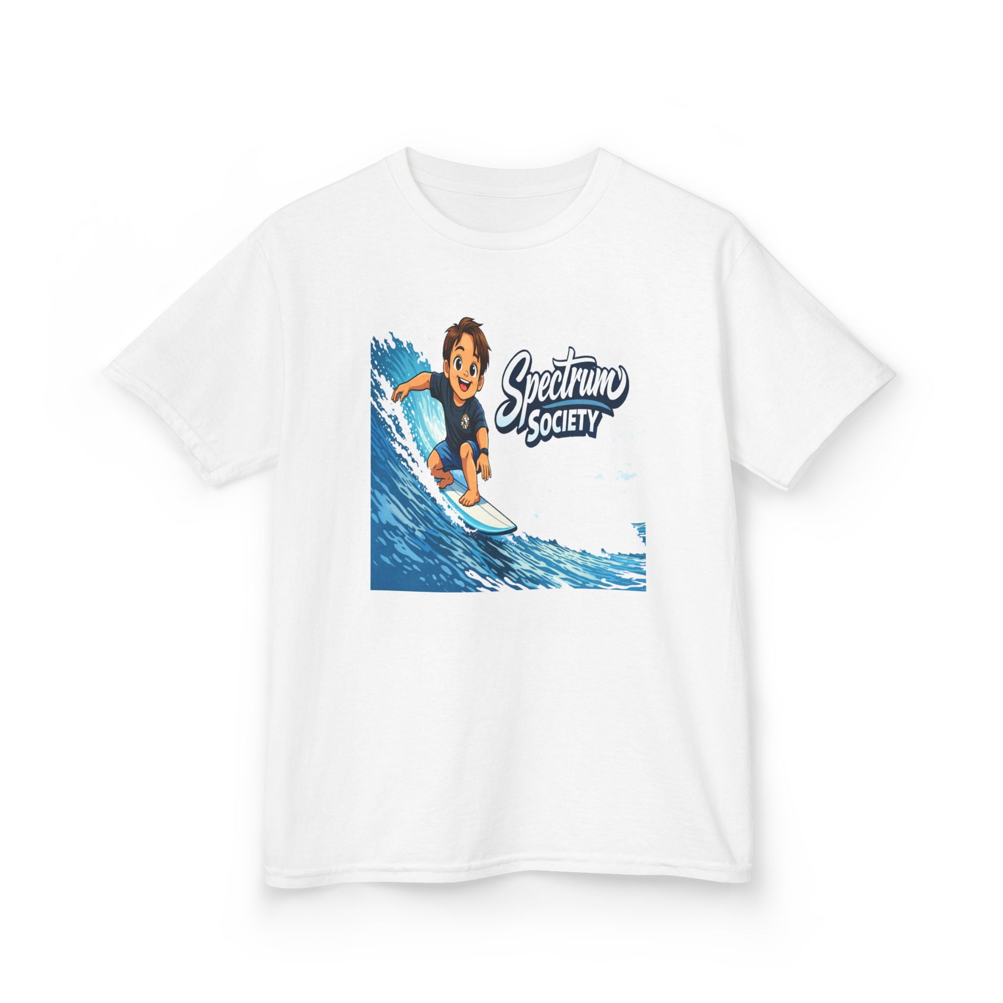 Kids Tee — 'Spectrum Society' Surfing Wave Graphic