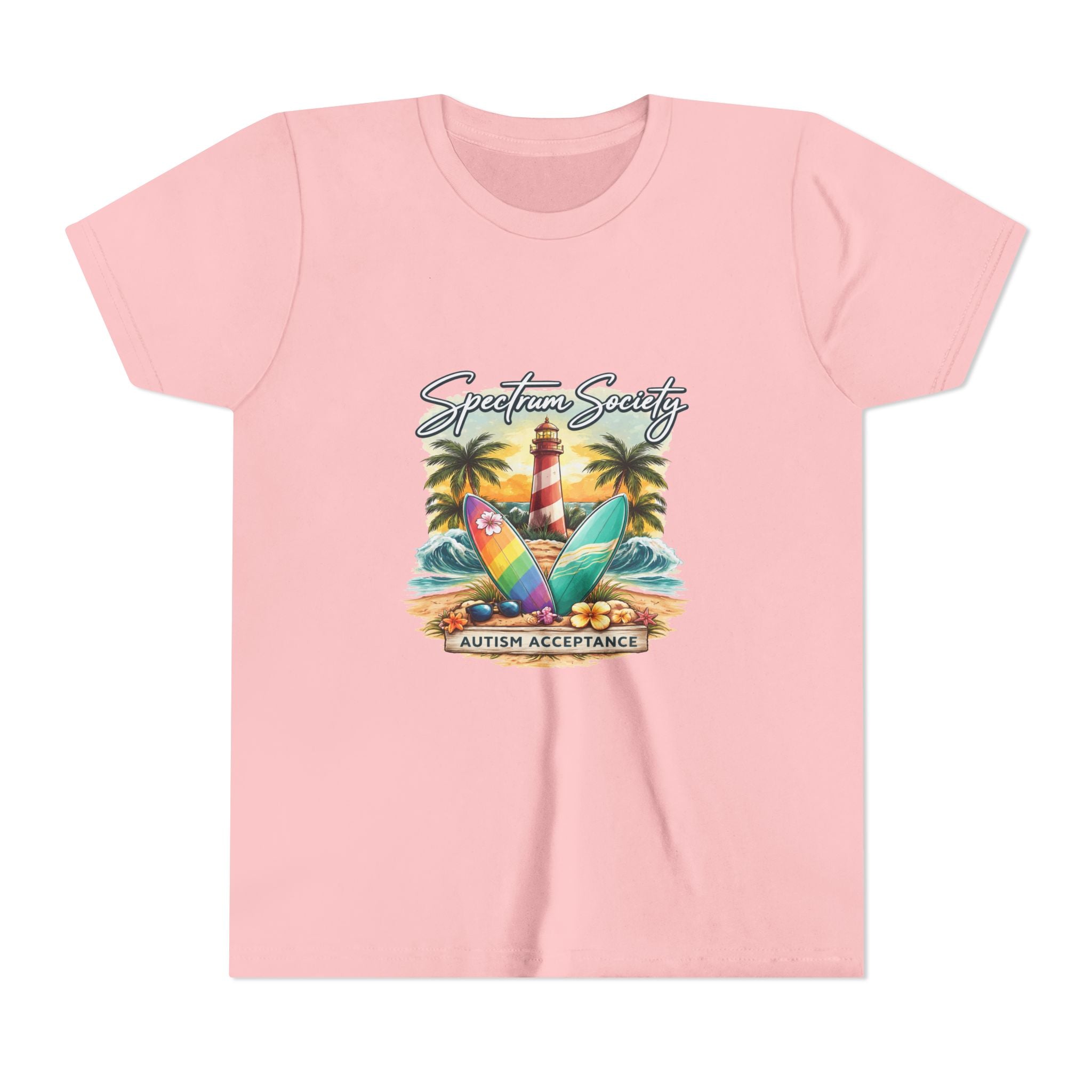 Youth Tee — 'Spectrum Society' Autism Acceptance Surfboard Design