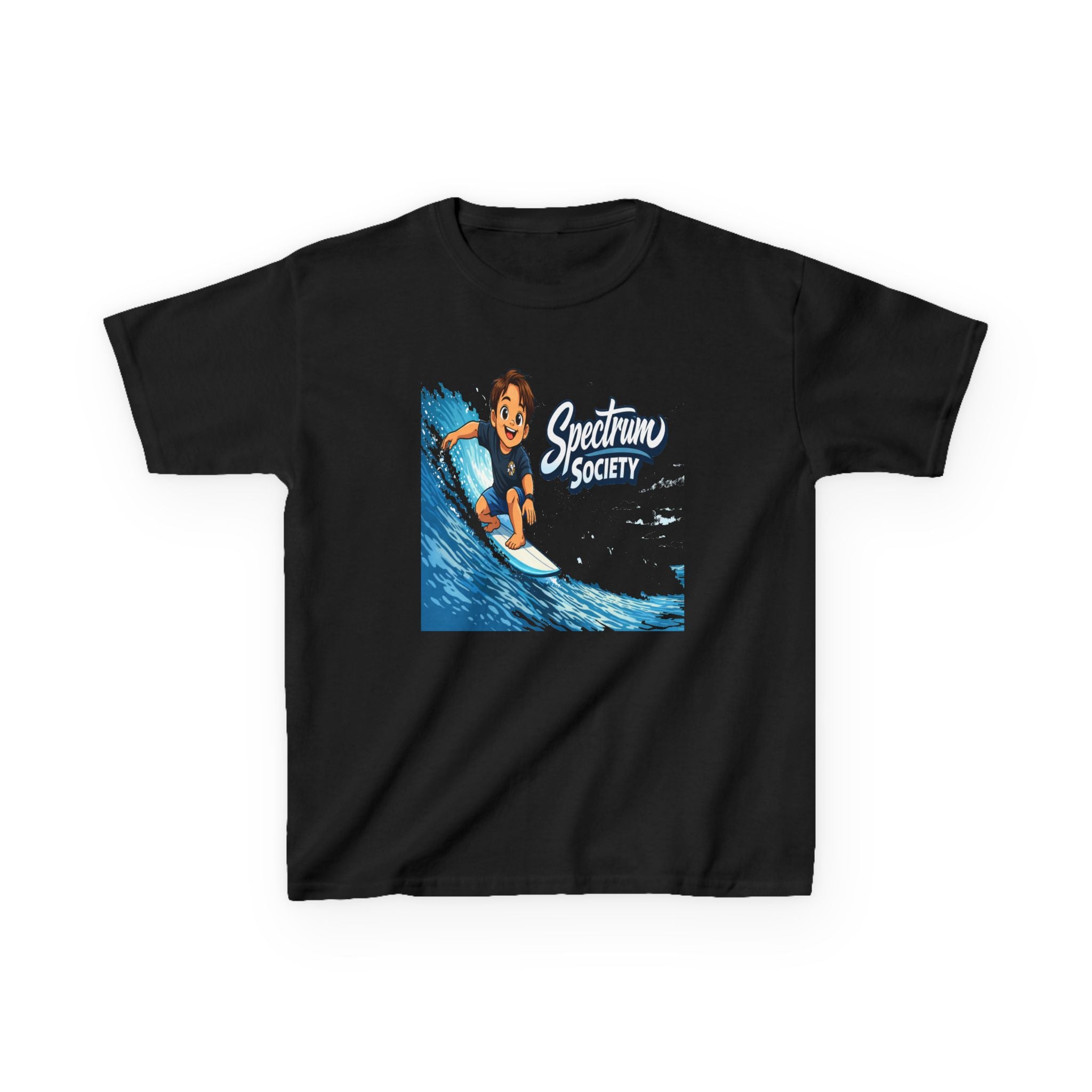 Kids Tee — 'Spectrum Society' Surfing Wave Graphic