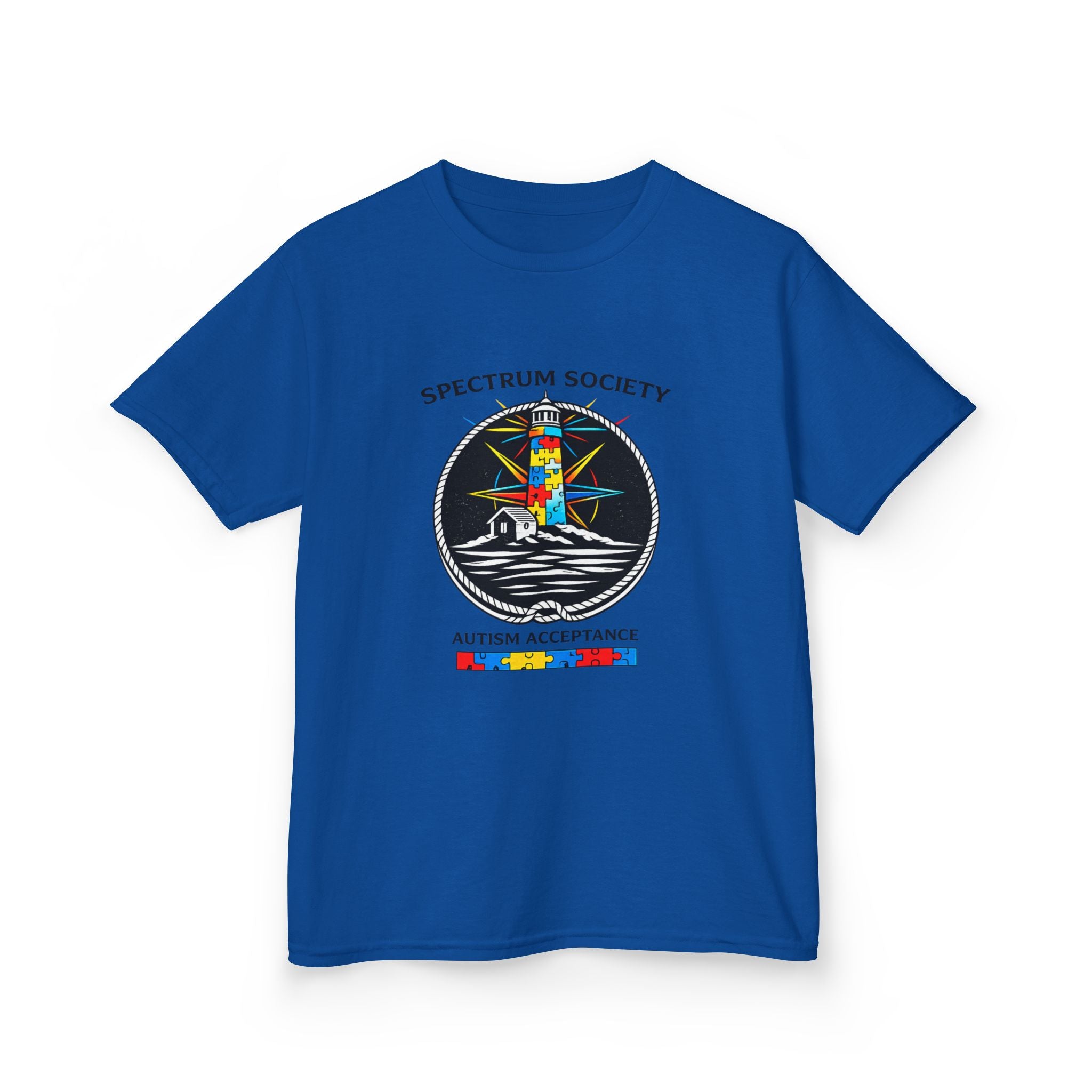 Kids T‑Shirt — Spectrum Society Autism Acceptance Lighthouse Design