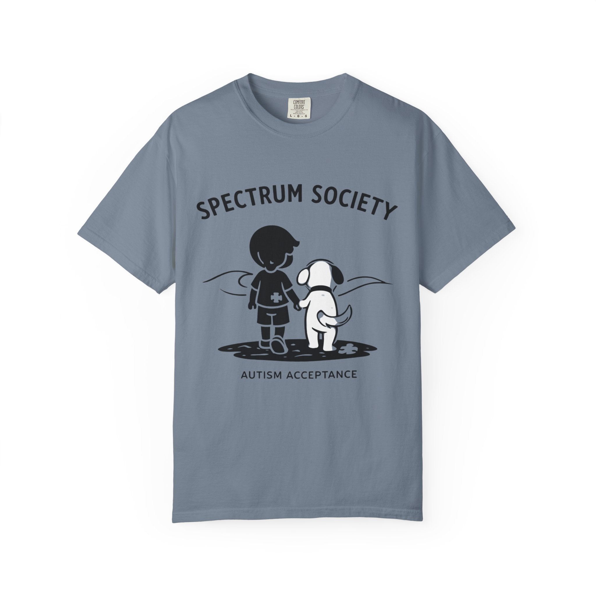 Spectrum Society T-Shirt — Autism Acceptance Tee with Child & Dog Graphic