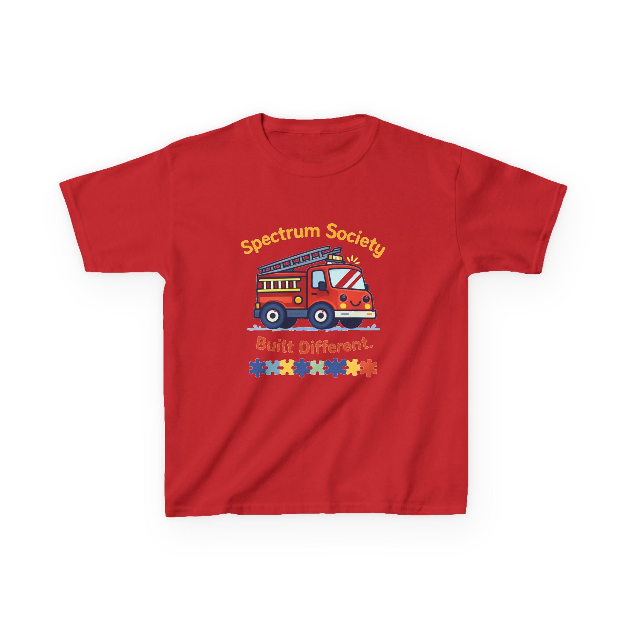 Kids T‑Shirt — "Spectrum Society: Built Different" Firetruck Graphic