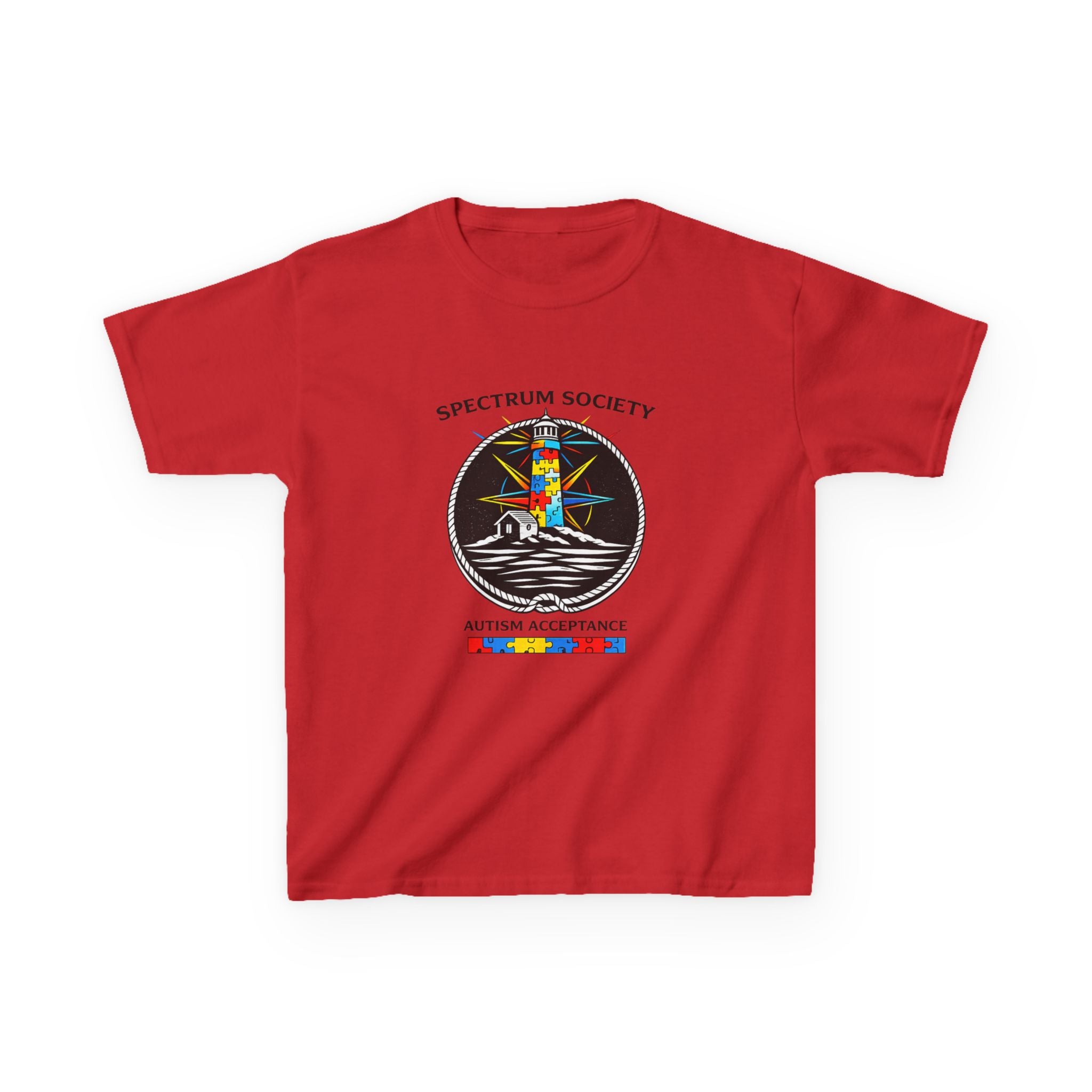 Kids T‑Shirt — Spectrum Society Autism Acceptance Lighthouse Design