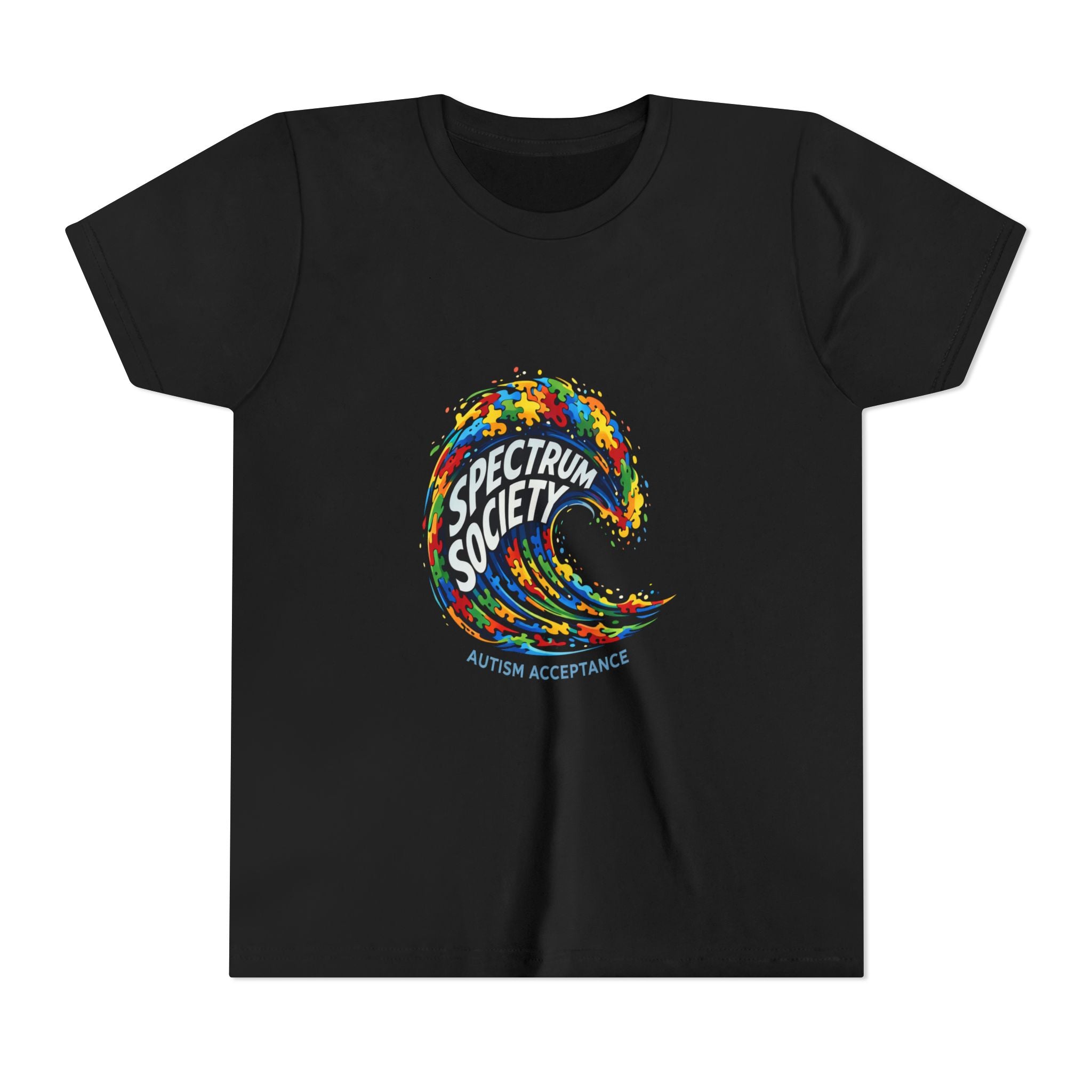 Youth Tee — 'Spectrum Society' Autism Acceptance Colorful Wave Shirt