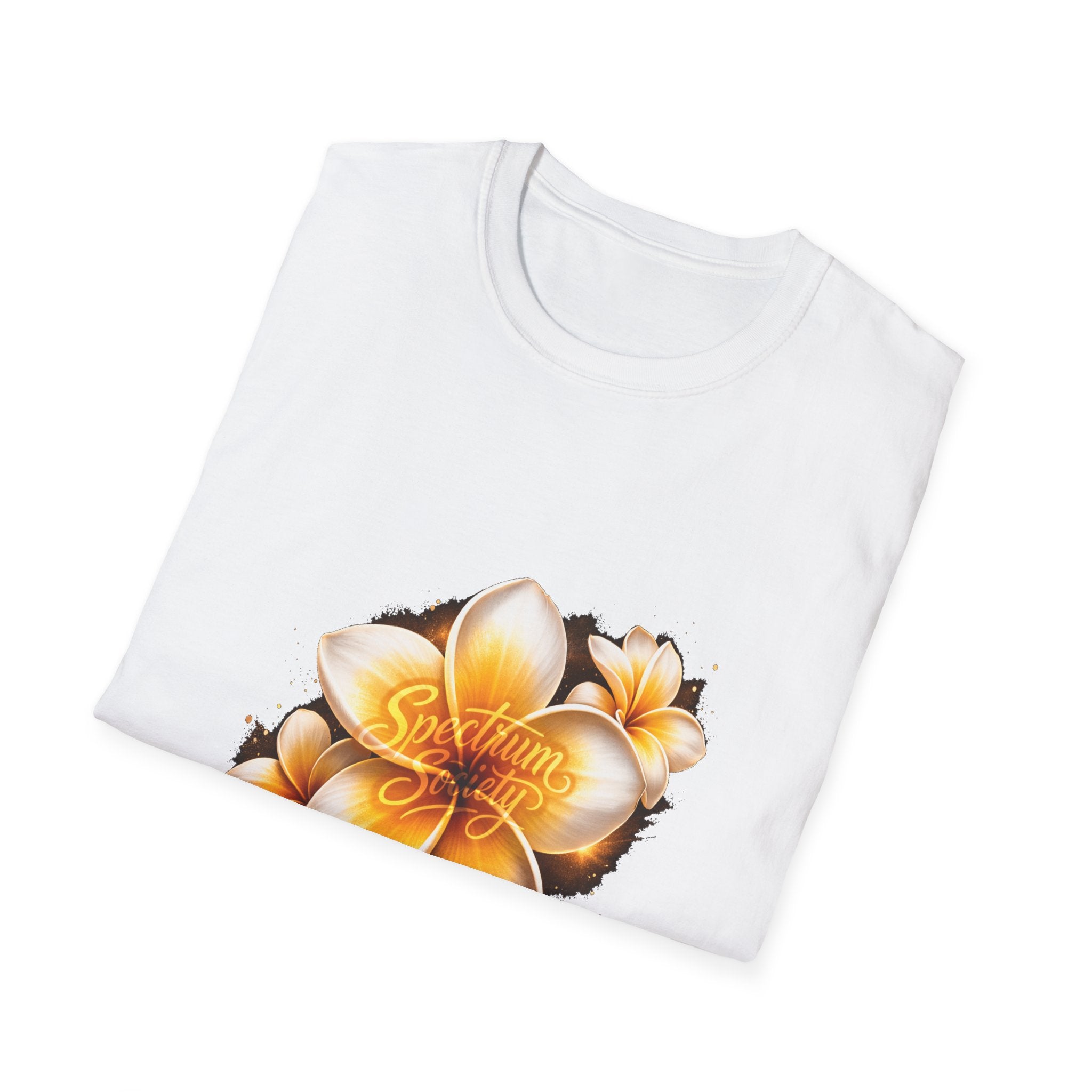 Plumeria Floral T-Shirt — Tropical Yellow Frangipani Design