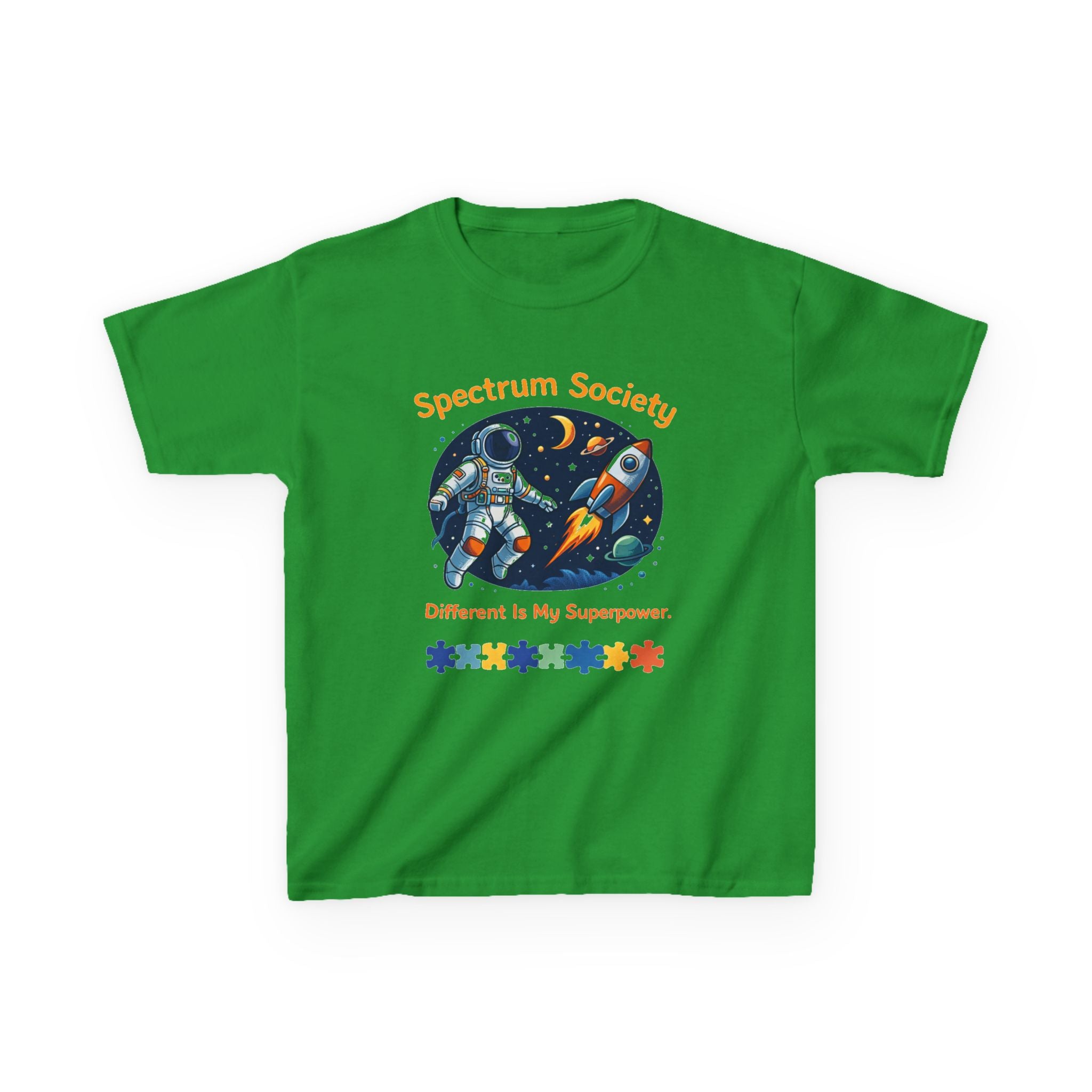 Kids Tee — "Spectrum Society: Different Is My Superpower" Space Astronaut Design