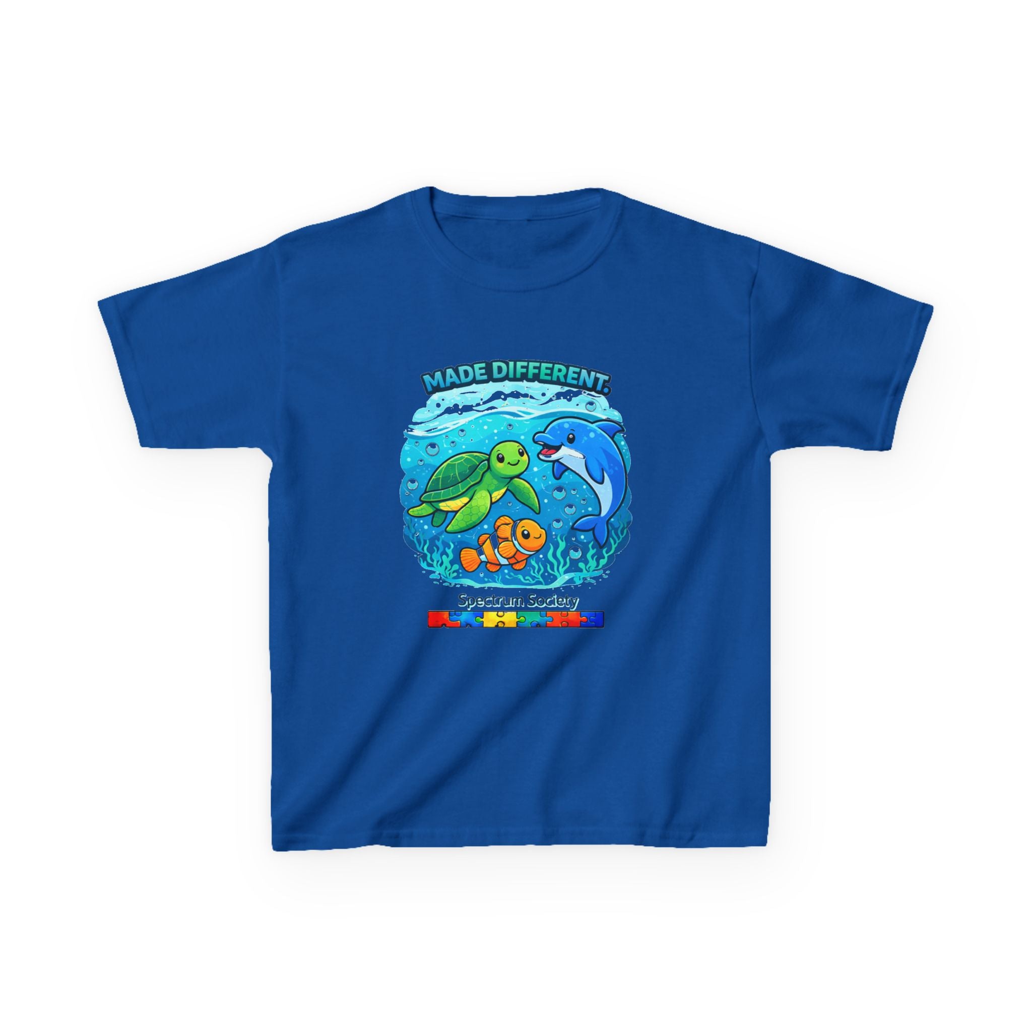 Kids Tee — "Made Different" Ocean Friends Autism Support Shirt