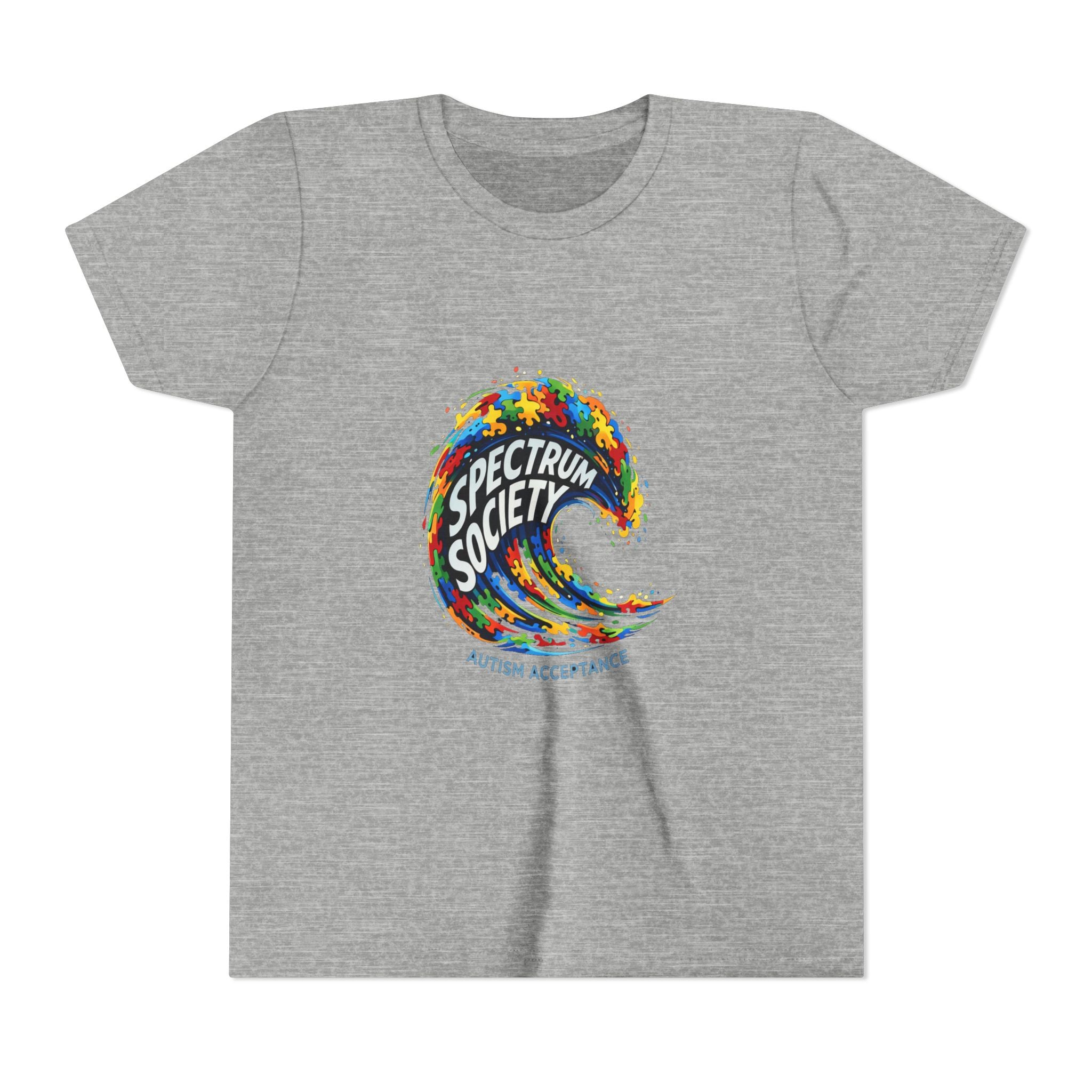 Youth Tee — 'Spectrum Society' Autism Acceptance Colorful Wave Shirt
