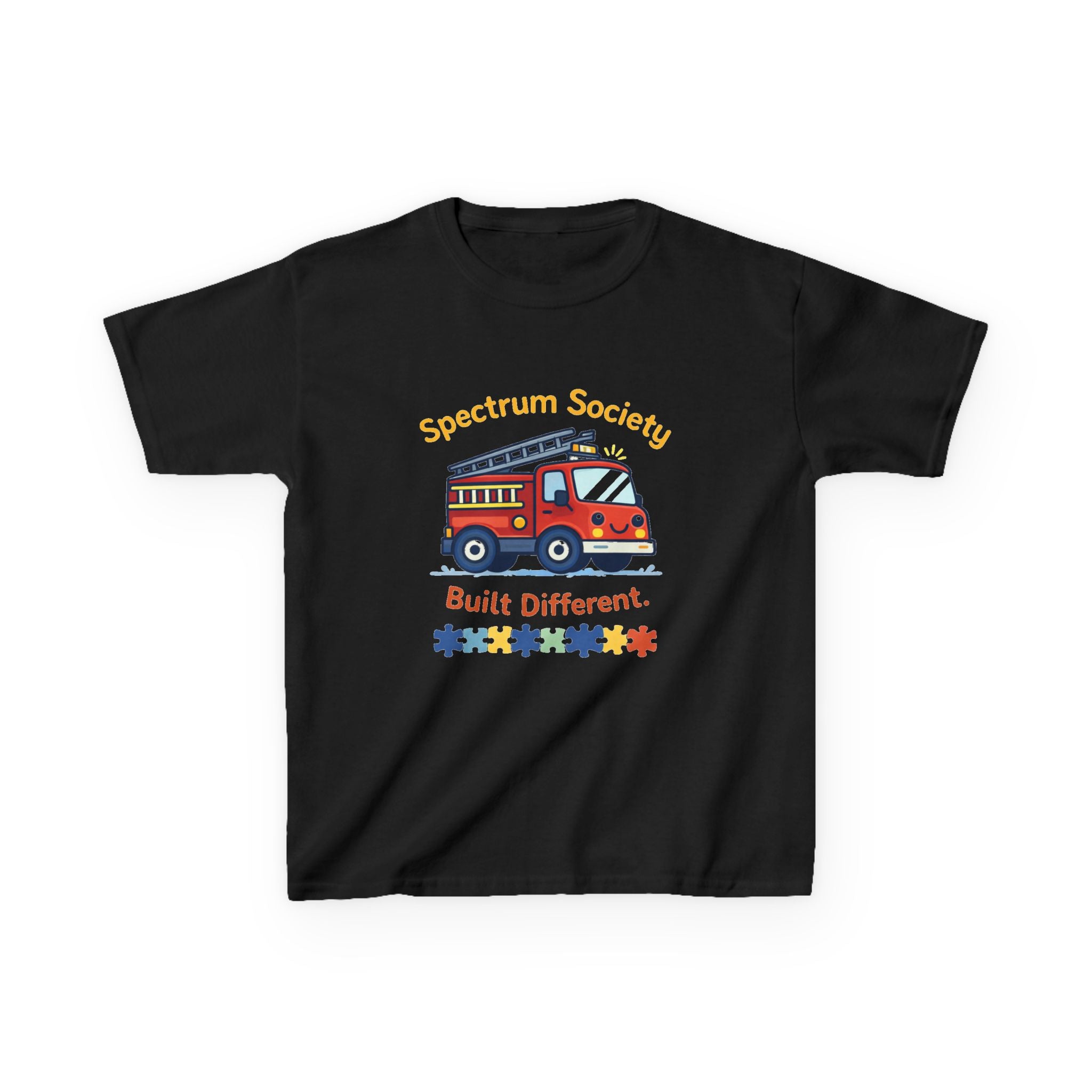 Kids T‑Shirt — "Spectrum Society: Built Different" Firetruck Graphic
