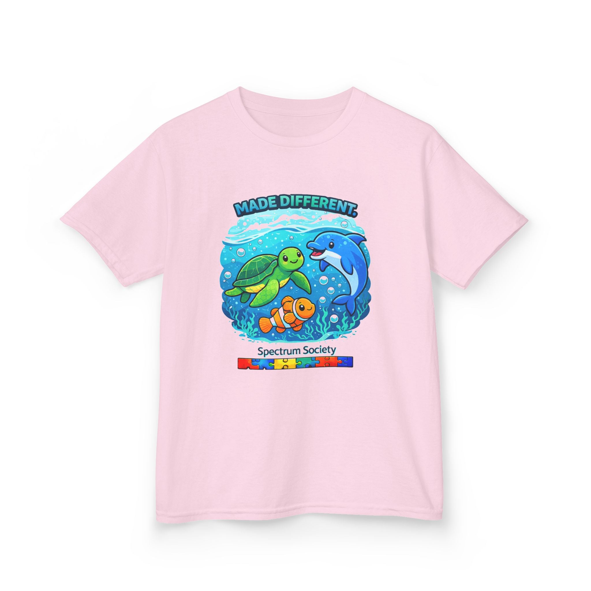 Kids Tee — "Made Different" Ocean Friends Autism Support Shirt
