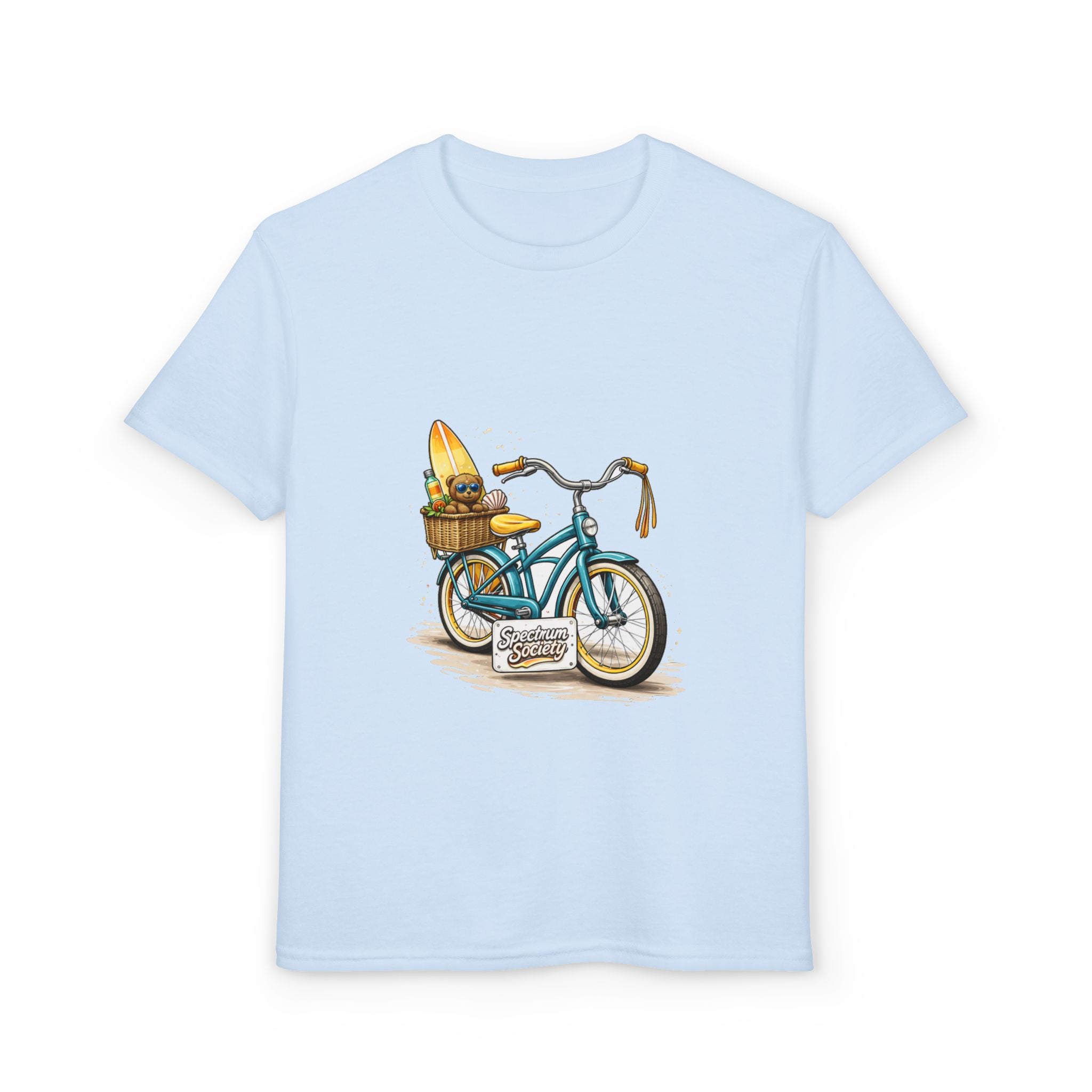 Kids Surfboard Bike T-Shirt – Cute Beach Cruiser Graphic for Youth