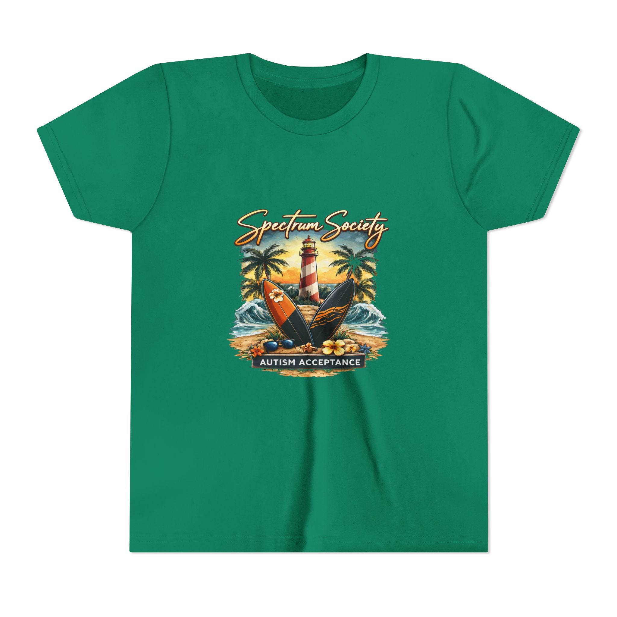 Youth Tee — 'Spectrum Society' Lighthouse Surf Autism Acceptance Shirt