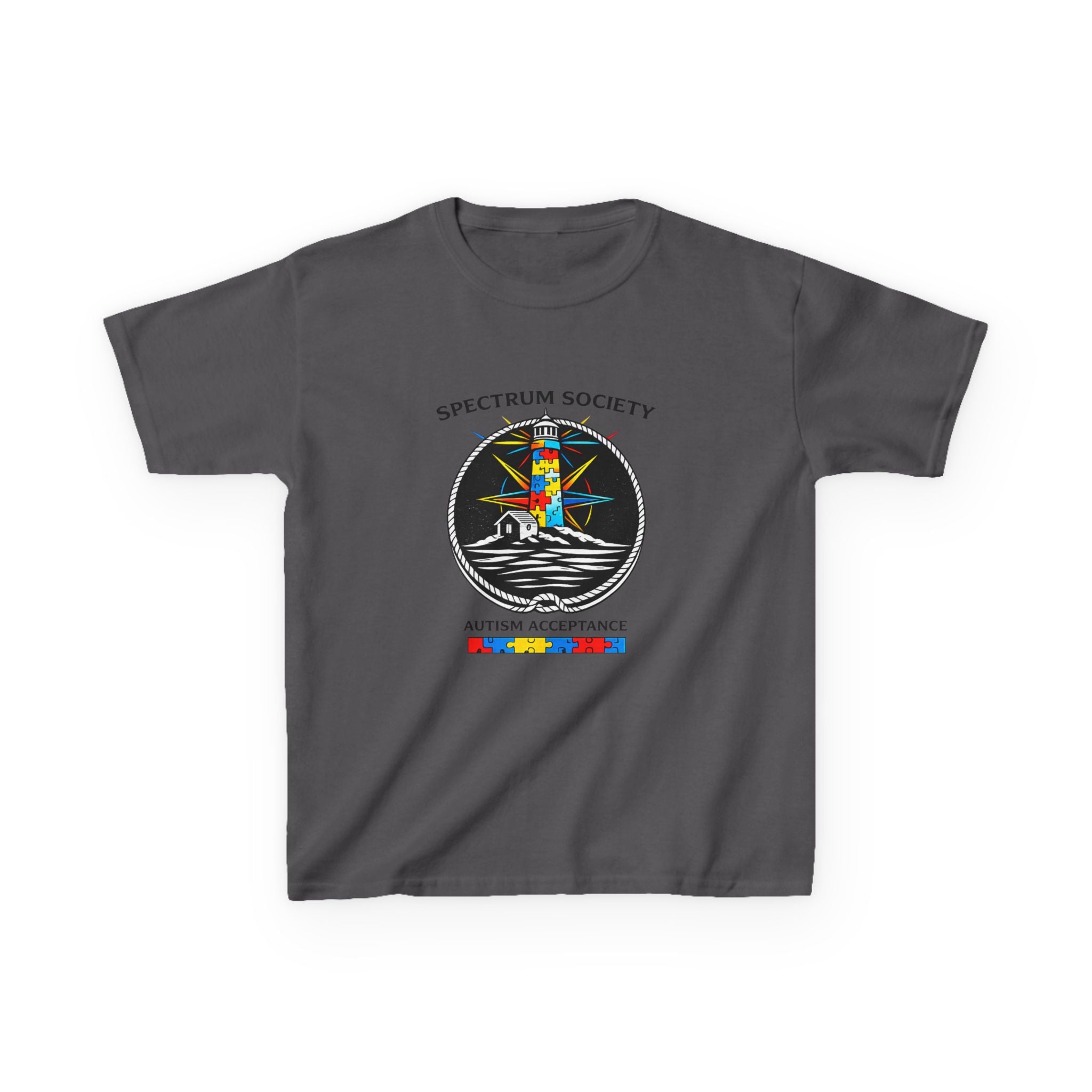 Kids T‑Shirt — Spectrum Society Autism Acceptance Lighthouse Design