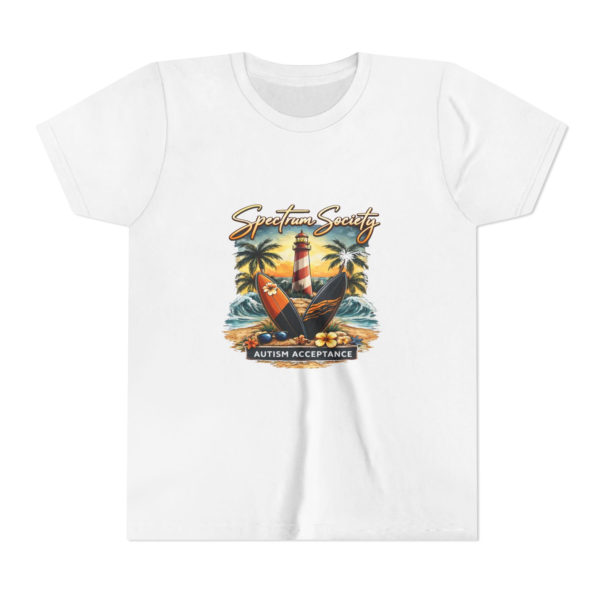 Youth Tee — 'Spectrum Society' Lighthouse Surf Autism Acceptance Shirt