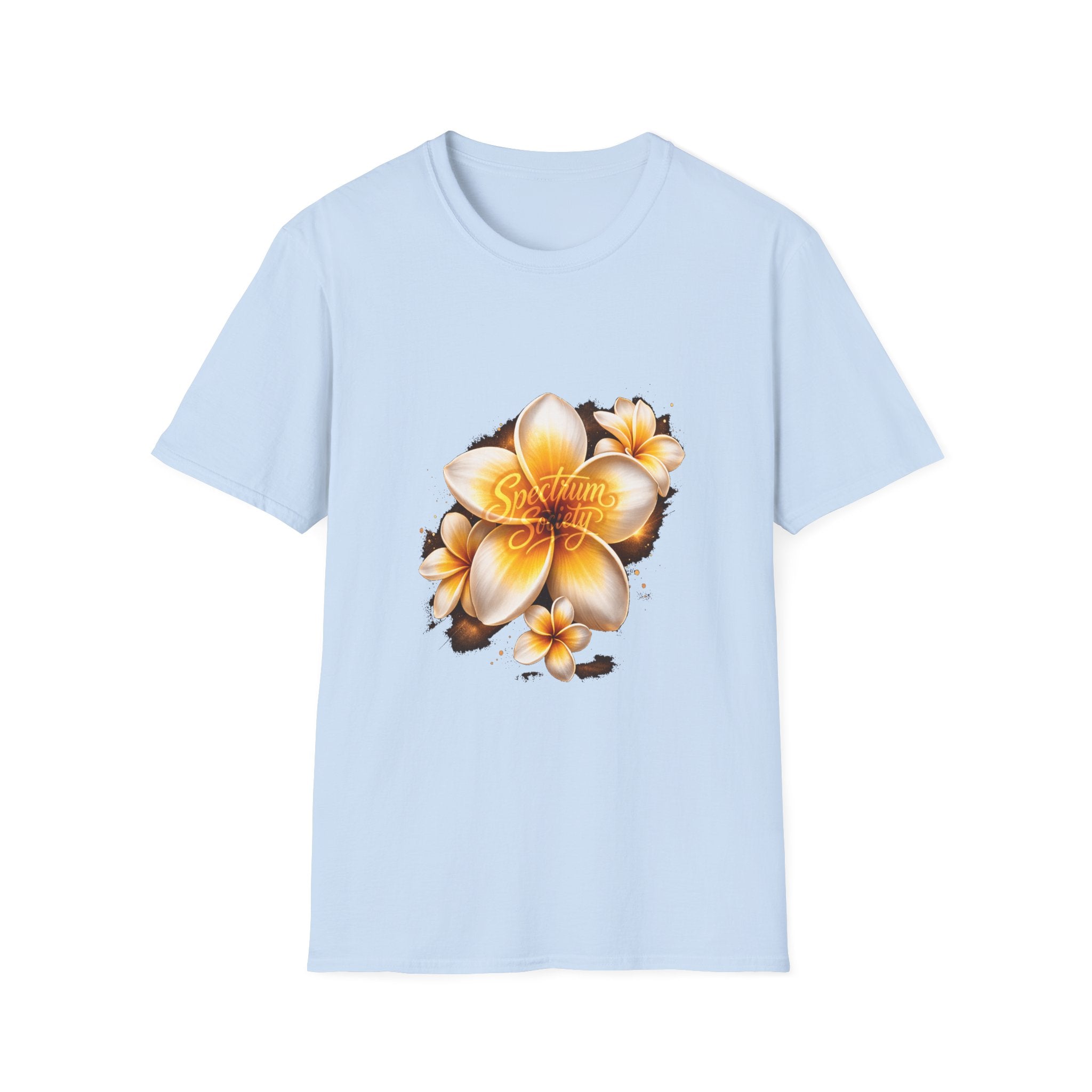 Plumeria Floral T-Shirt — Tropical Yellow Frangipani Design