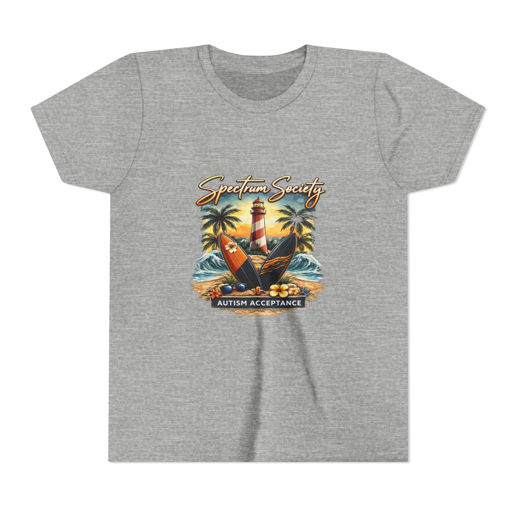 Youth Tee — 'Spectrum Society' Lighthouse Surf Autism Acceptance Shirt