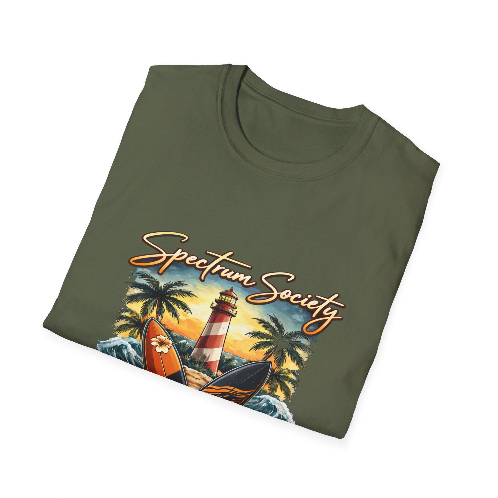 Autism Acceptance 'Spectrum Society' Beach T‑Shirt — Lighthouse & Surf Design