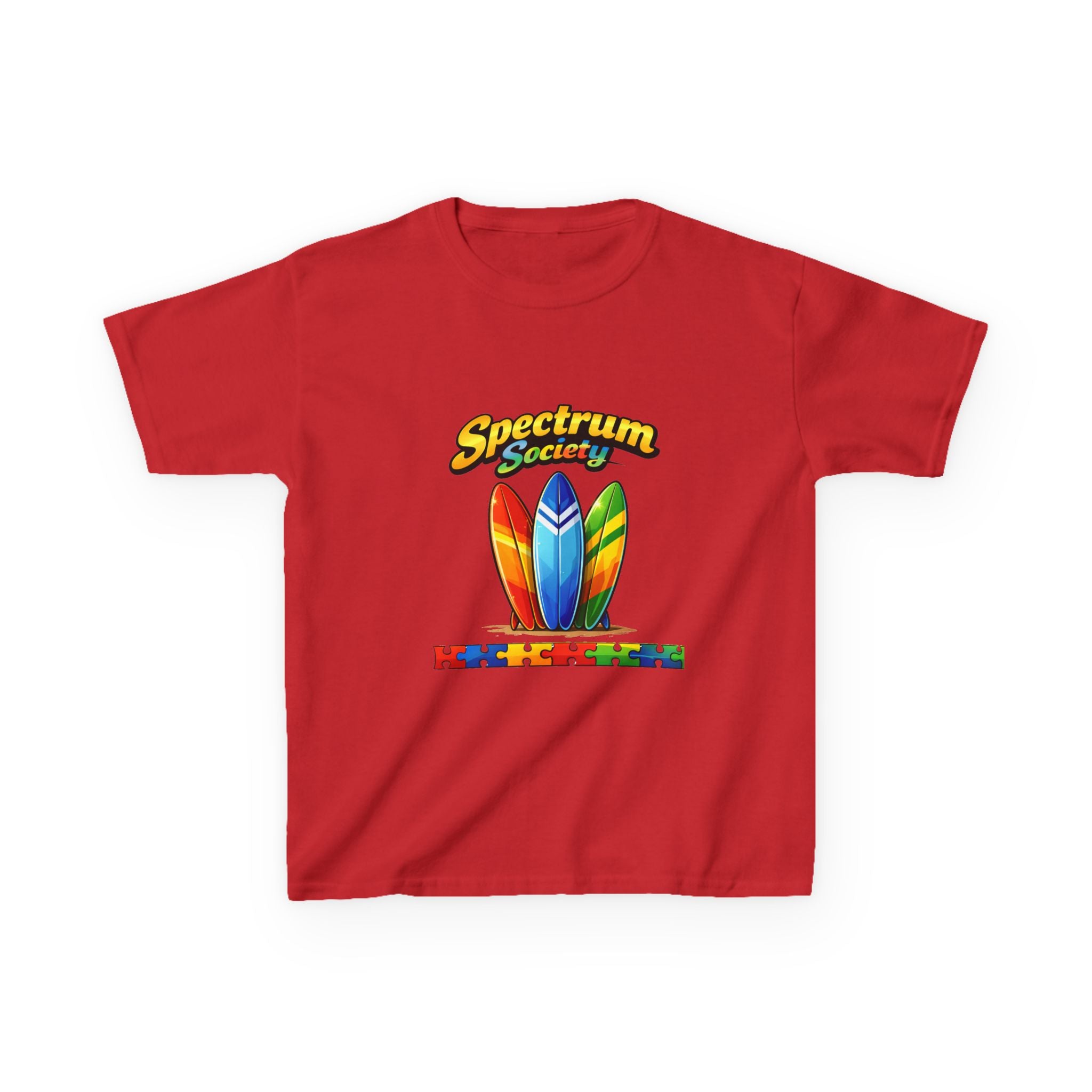 Kids Tee — 'Spectrum Society' Colorful Surfboard Autism Awareness Shirt