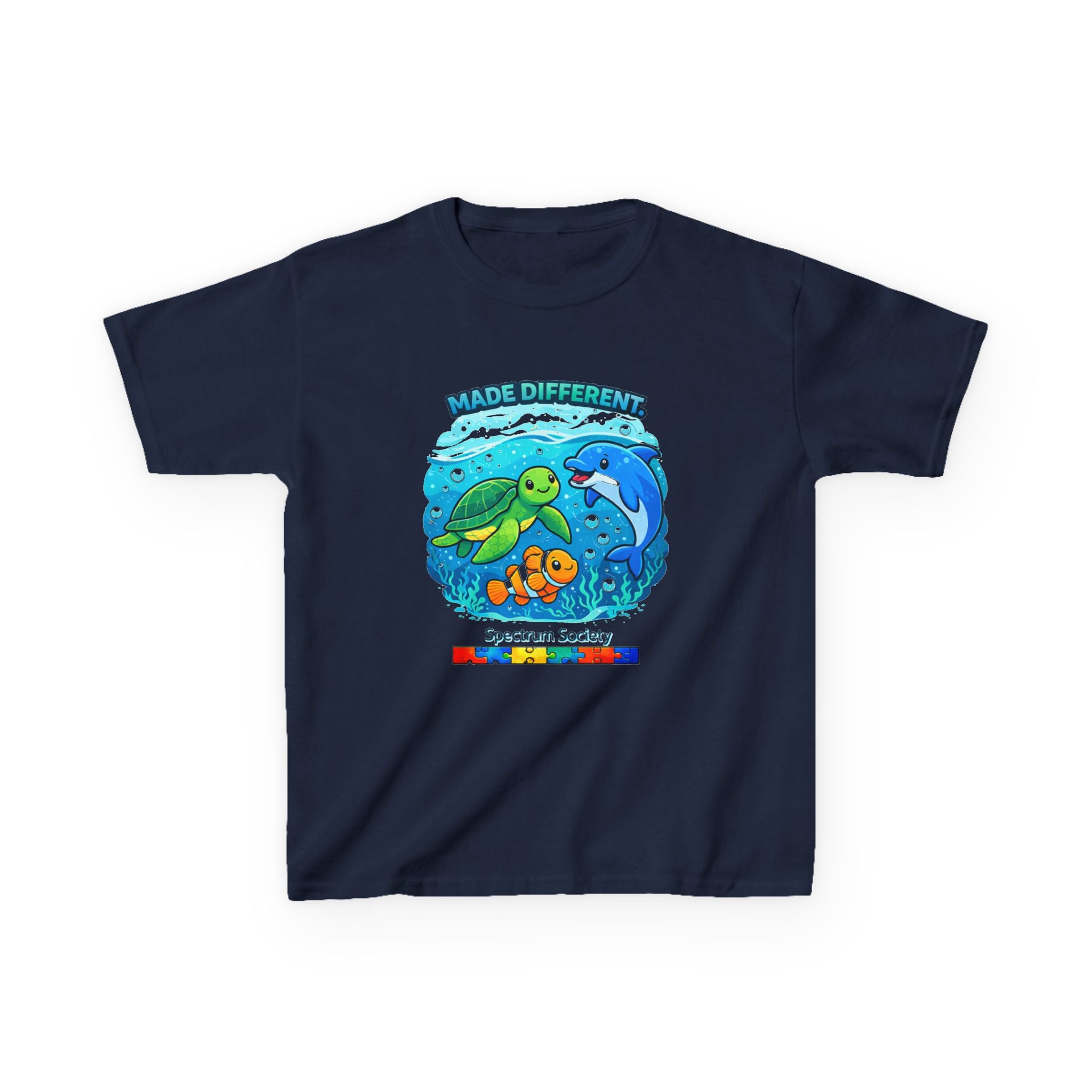 Kids Tee — "Made Different" Ocean Friends Autism Support Shirt