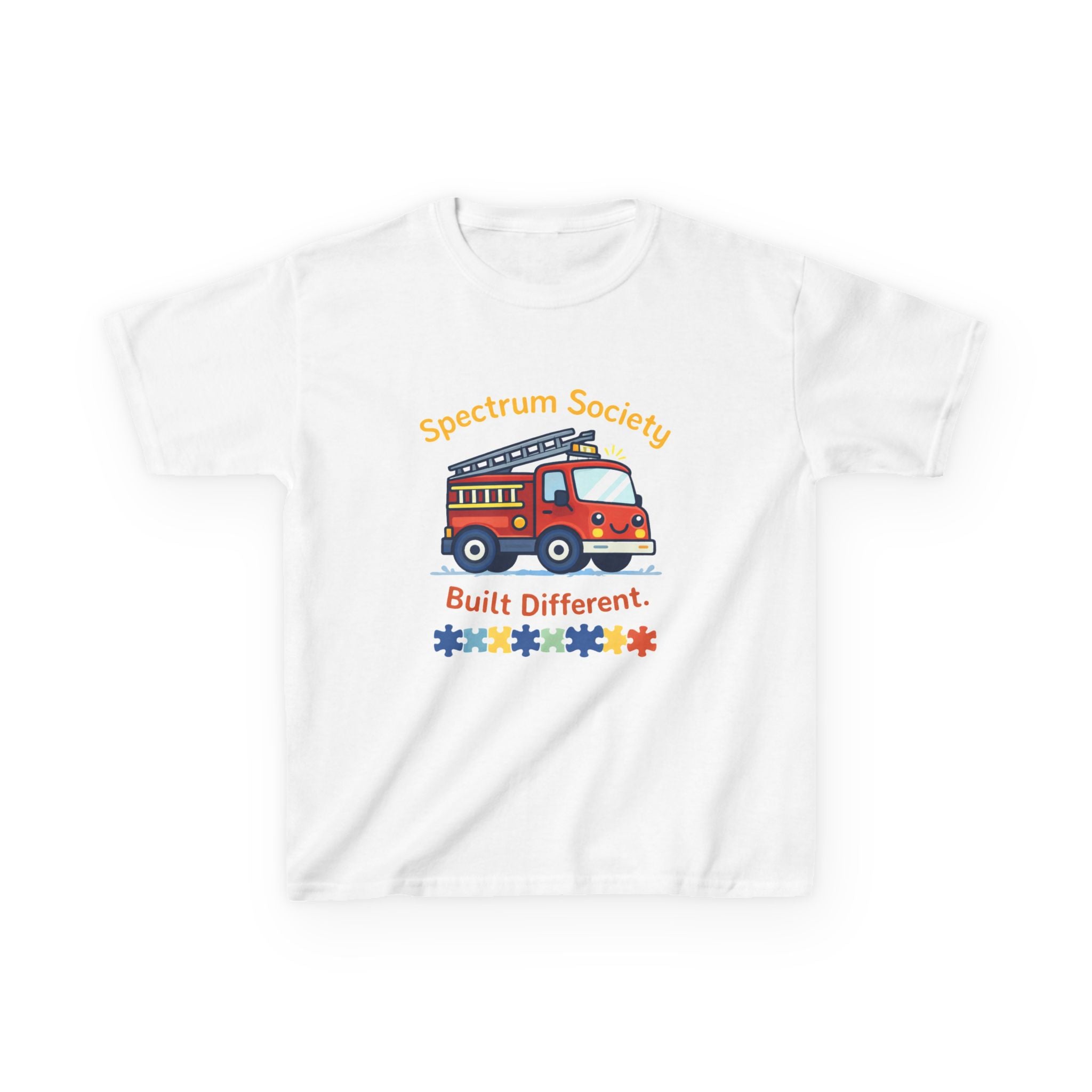 Kids T‑Shirt — "Spectrum Society: Built Different" Firetruck Graphic