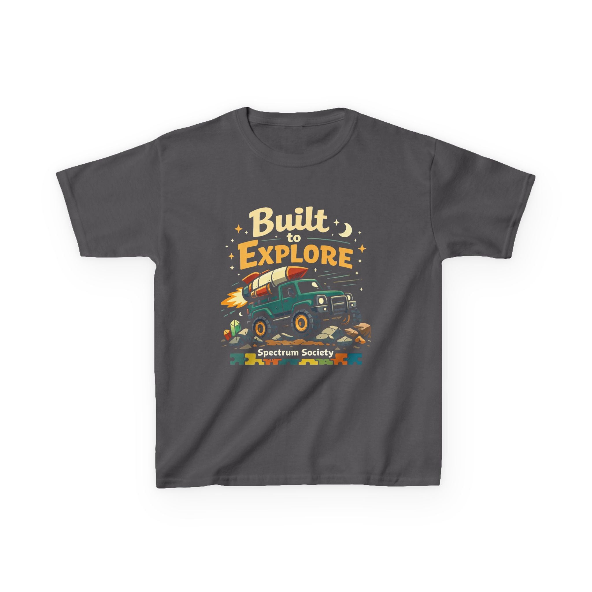 Kids Adventure Tee "Built to Explore" – Off‑Road Truck Camper Shirt