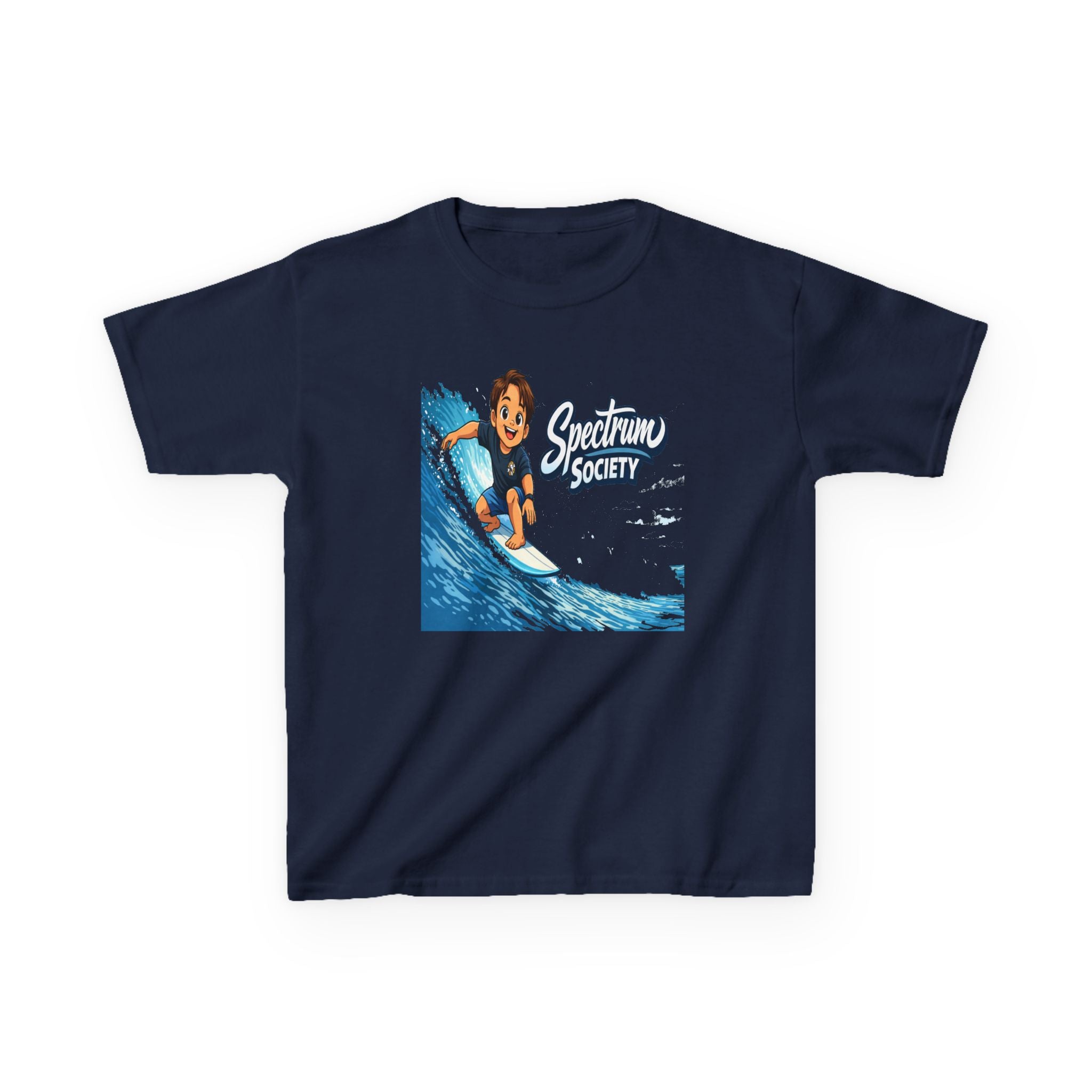 Kids Tee — 'Spectrum Society' Surfing Wave Graphic