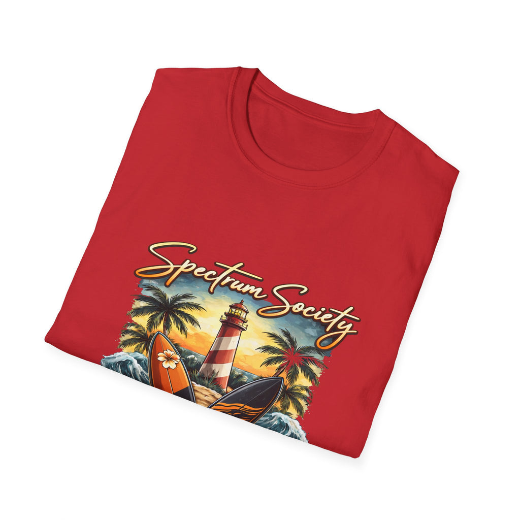 Autism Acceptance 'Spectrum Society' Beach T‑Shirt — Lighthouse & Surf Design