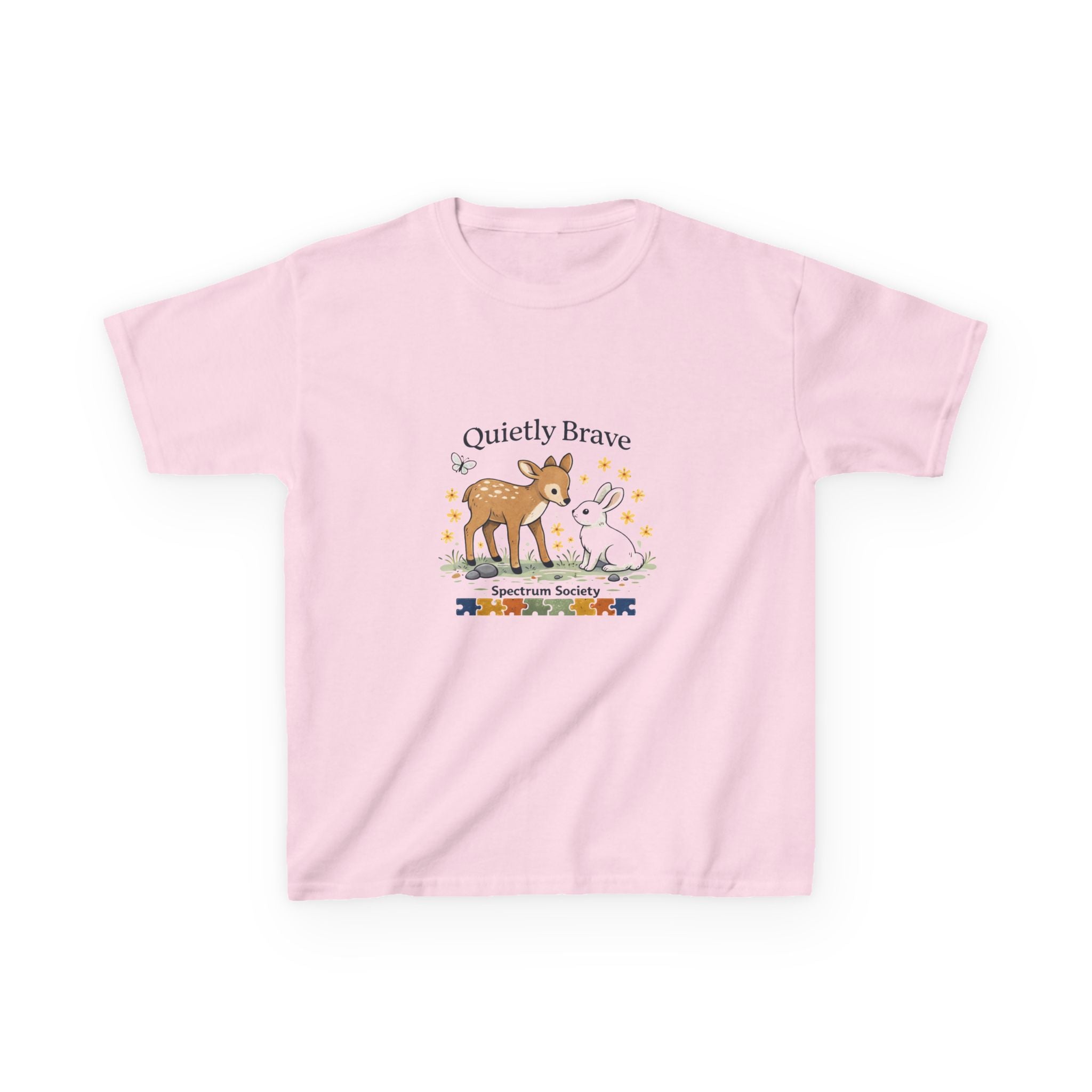 Kids Tee — "Quietly Brave" Woodland Deer Comfort Shirt