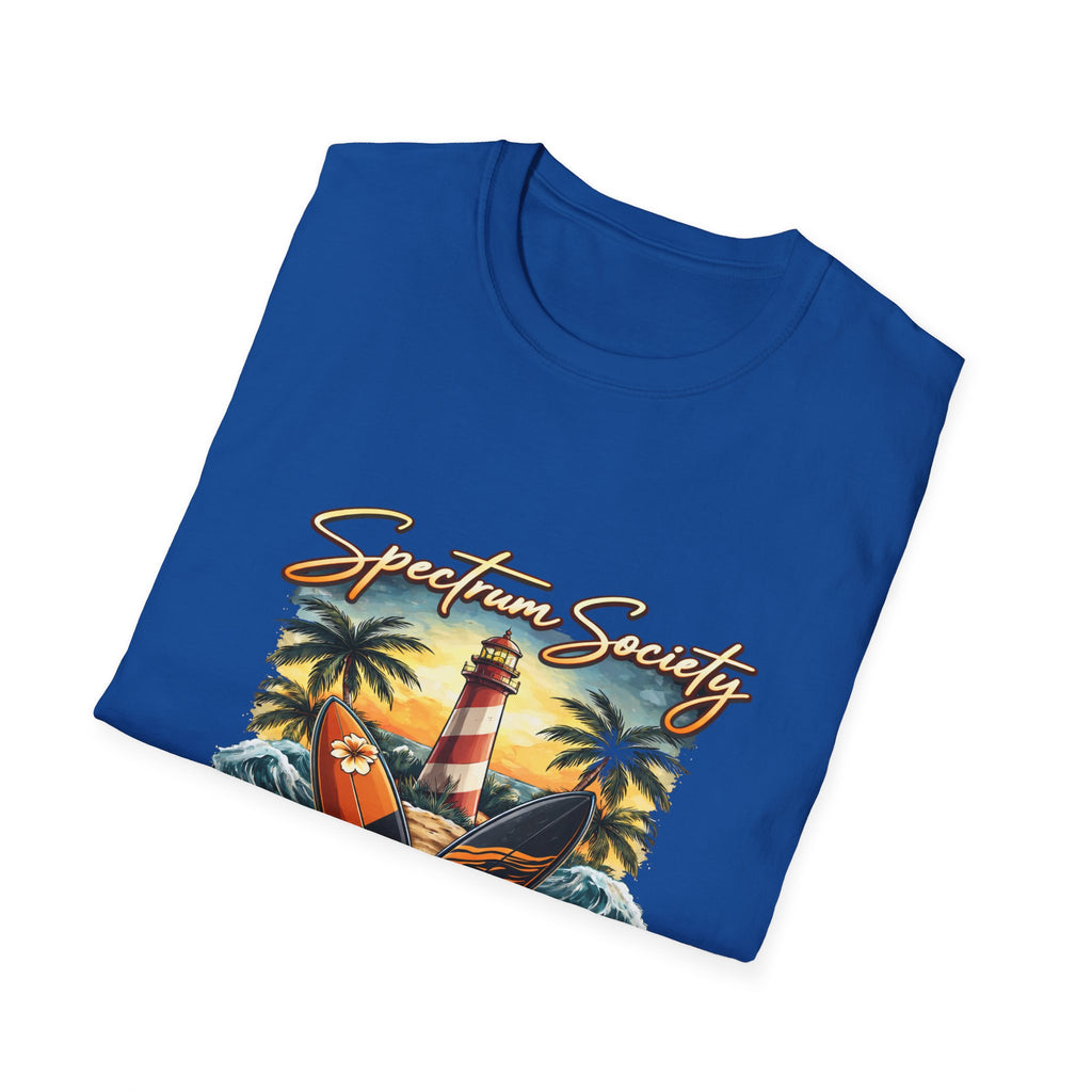 Autism Acceptance 'Spectrum Society' Beach T‑Shirt — Lighthouse & Surf Design