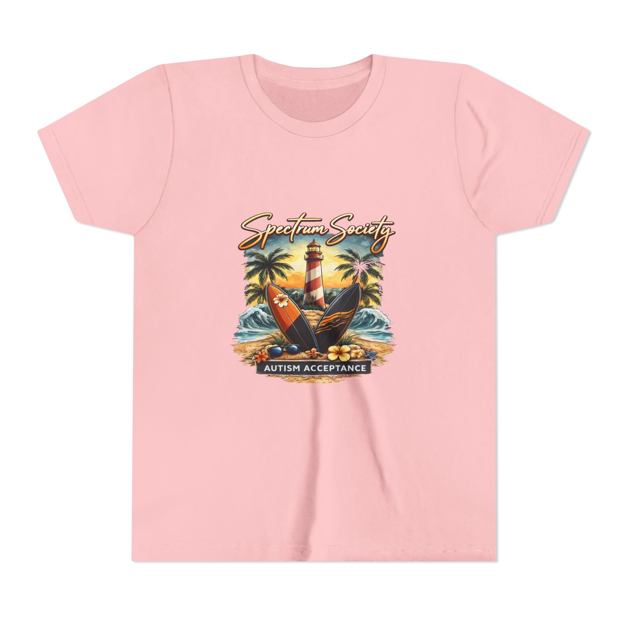 Youth Tee — 'Spectrum Society' Lighthouse Surf Autism Acceptance Shirt