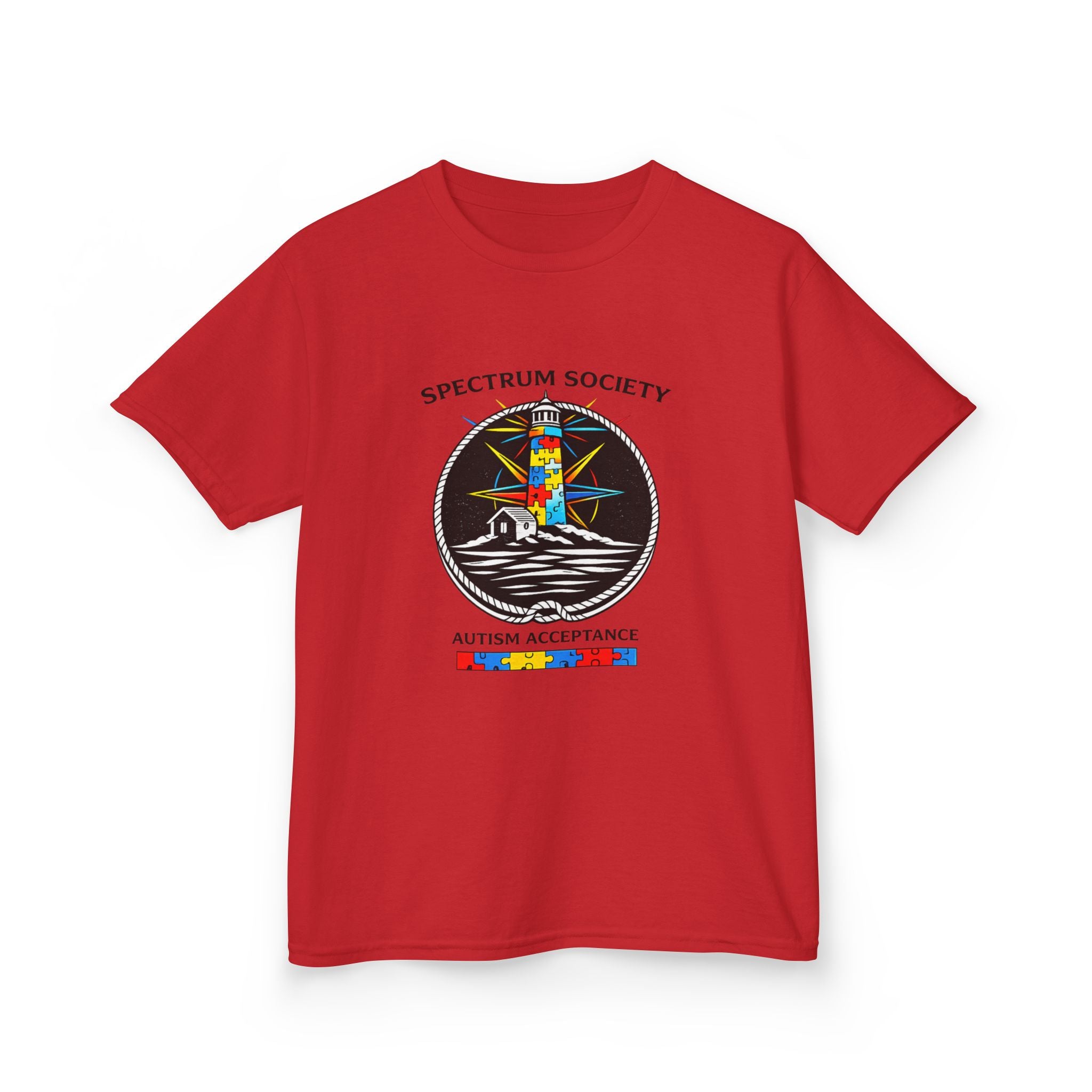 Kids T‑Shirt — Spectrum Society Autism Acceptance Lighthouse Design