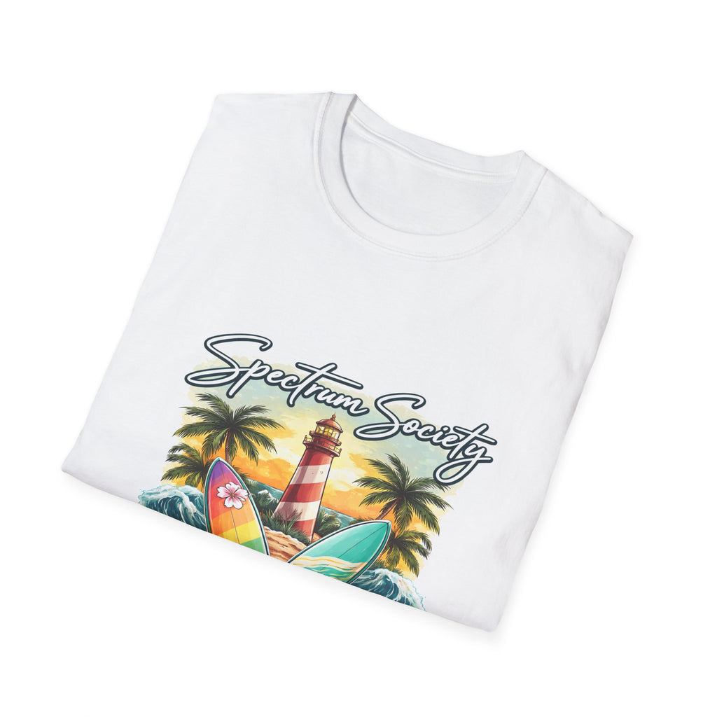 Autism Acceptance Surf Tee — Lighthouse & Surfboards Beach Graphic T-Shirt