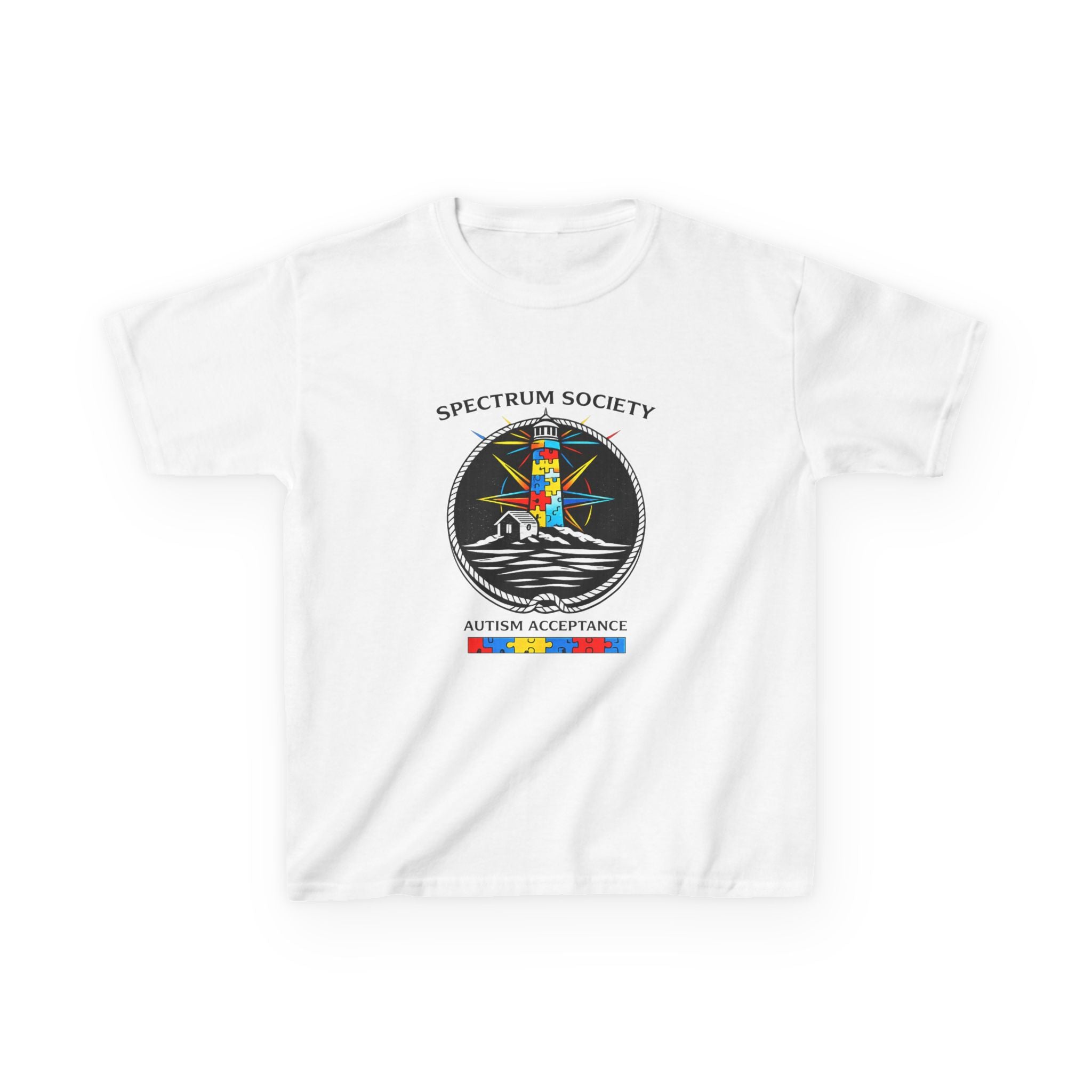 Kids T‑Shirt — Spectrum Society Autism Acceptance Lighthouse Design