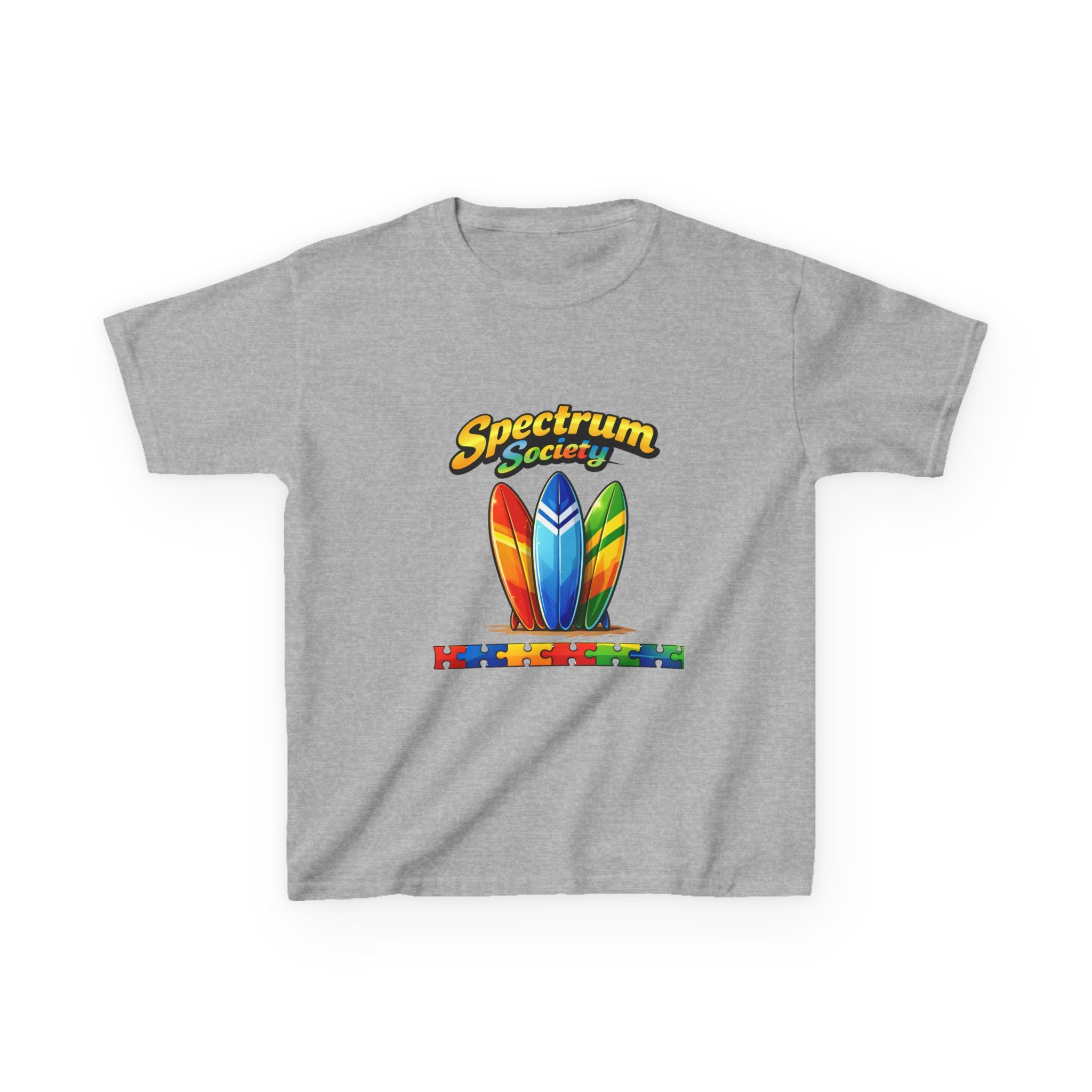 Kids Tee — 'Spectrum Society' Colorful Surfboard Autism Awareness Shirt