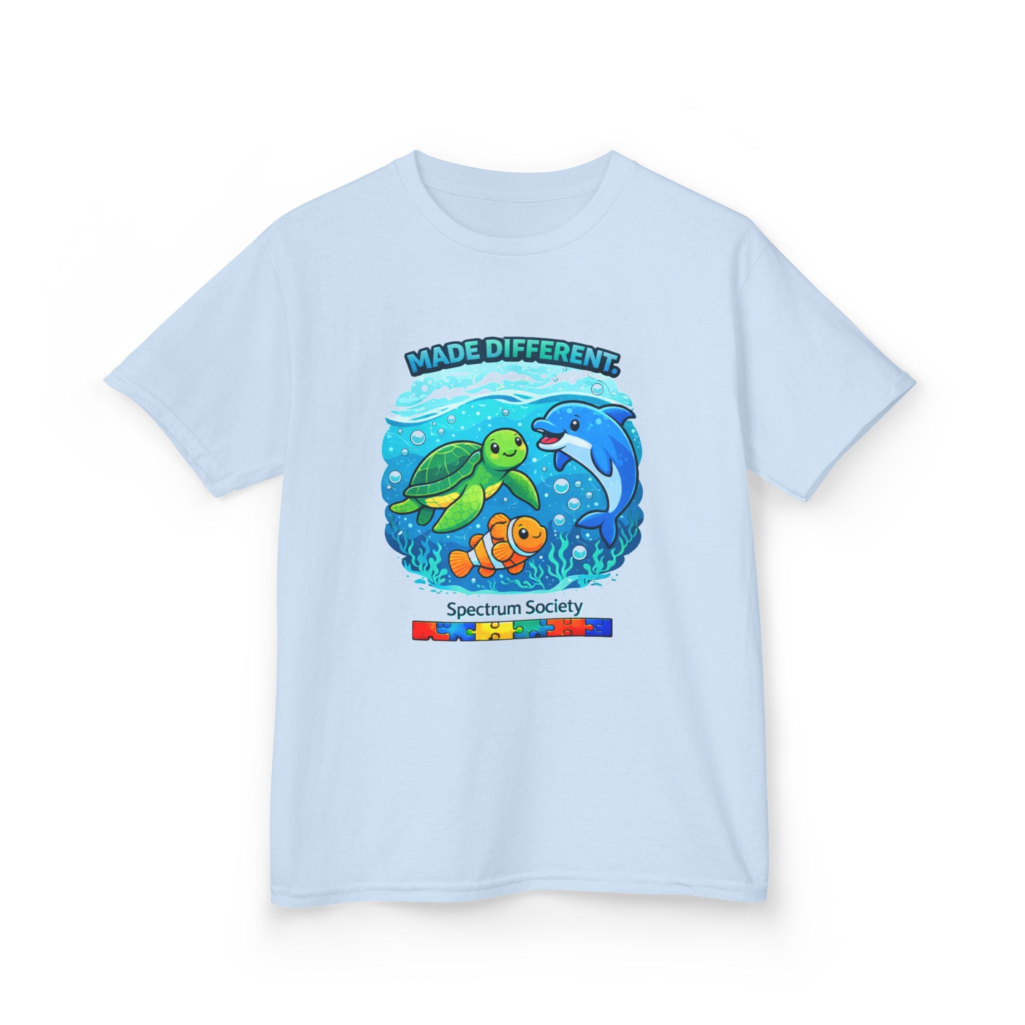 Kids Tee — "Made Different" Ocean Friends Autism Support Shirt