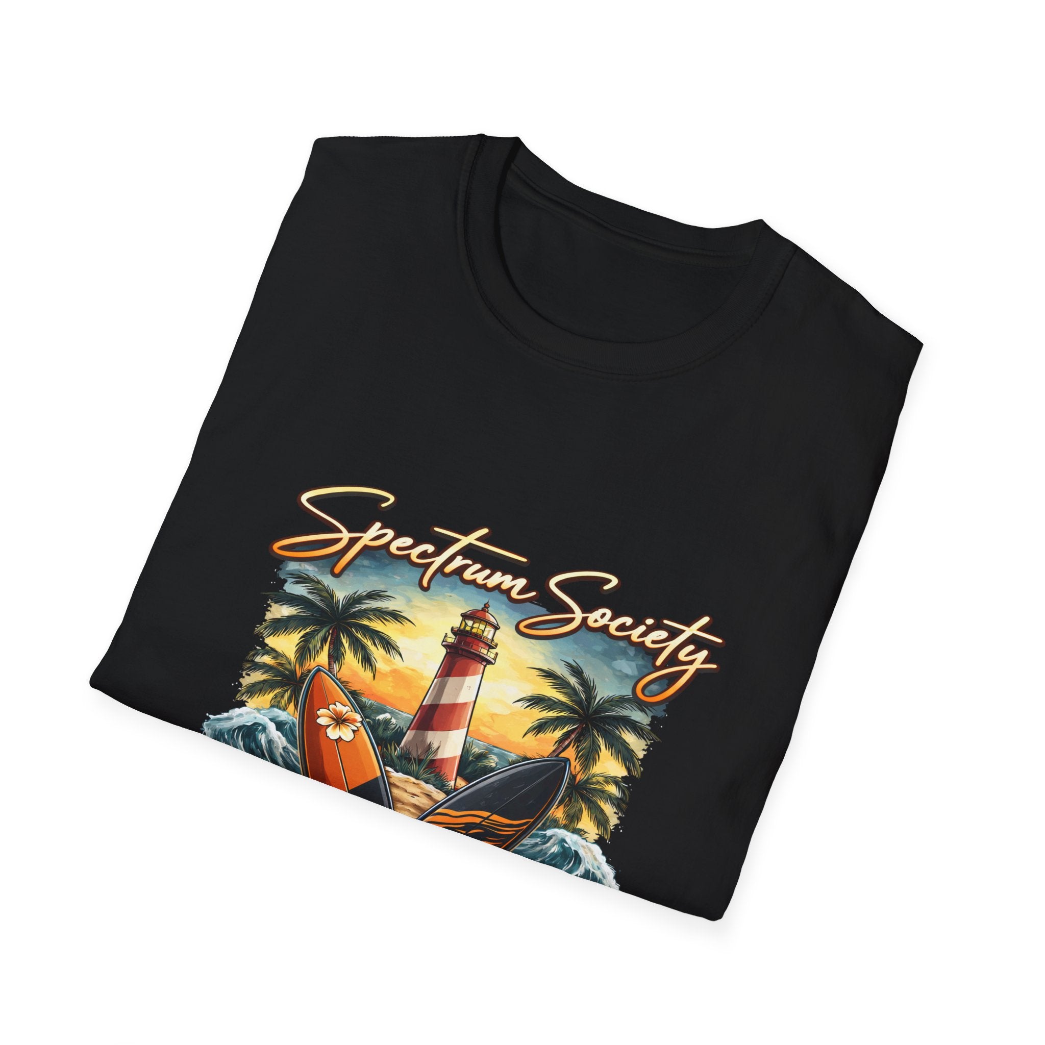 Autism Acceptance 'Spectrum Society' Beach T‑Shirt — Lighthouse & Surf Design
