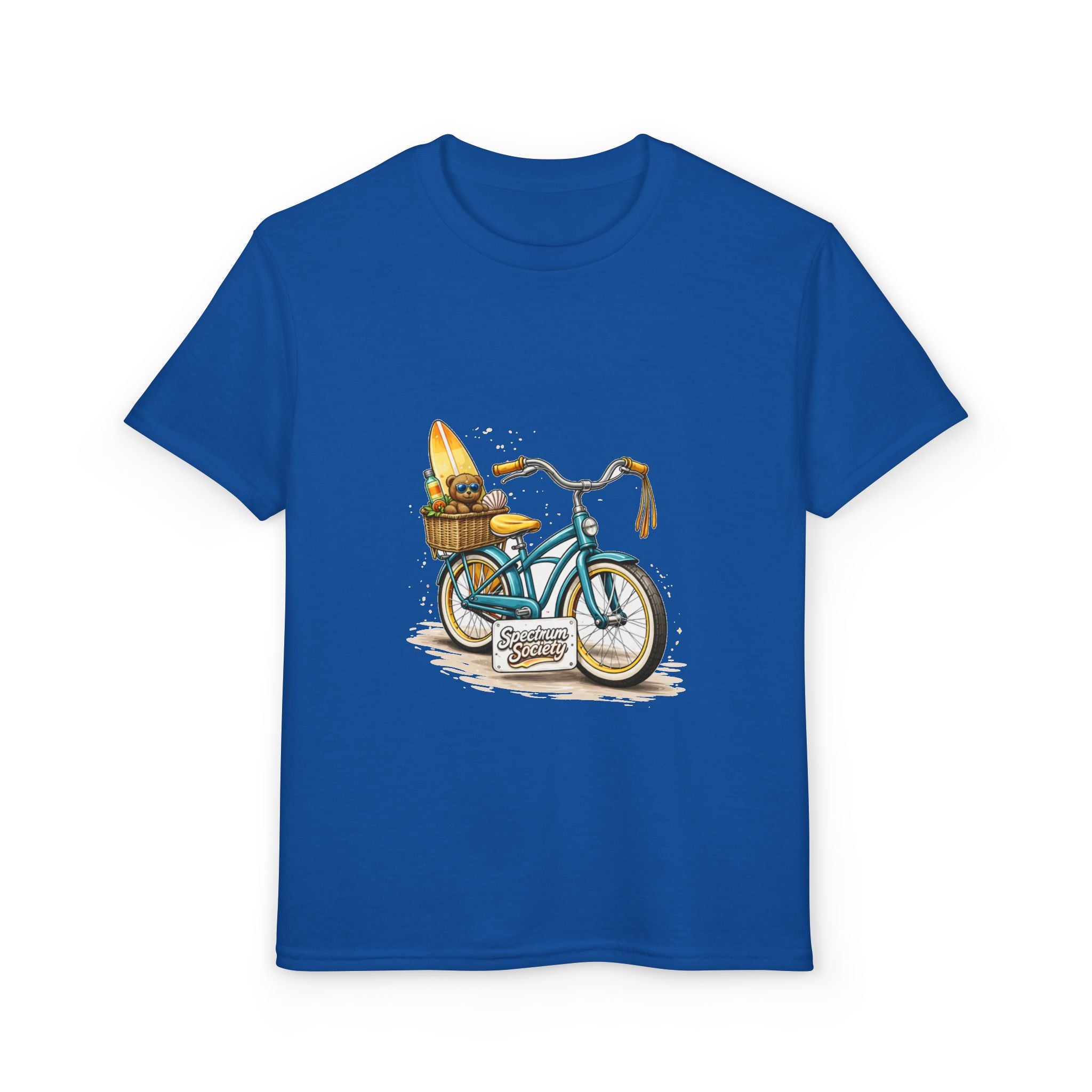 Kids Surfboard Bike T-Shirt – Cute Beach Cruiser Graphic for Youth