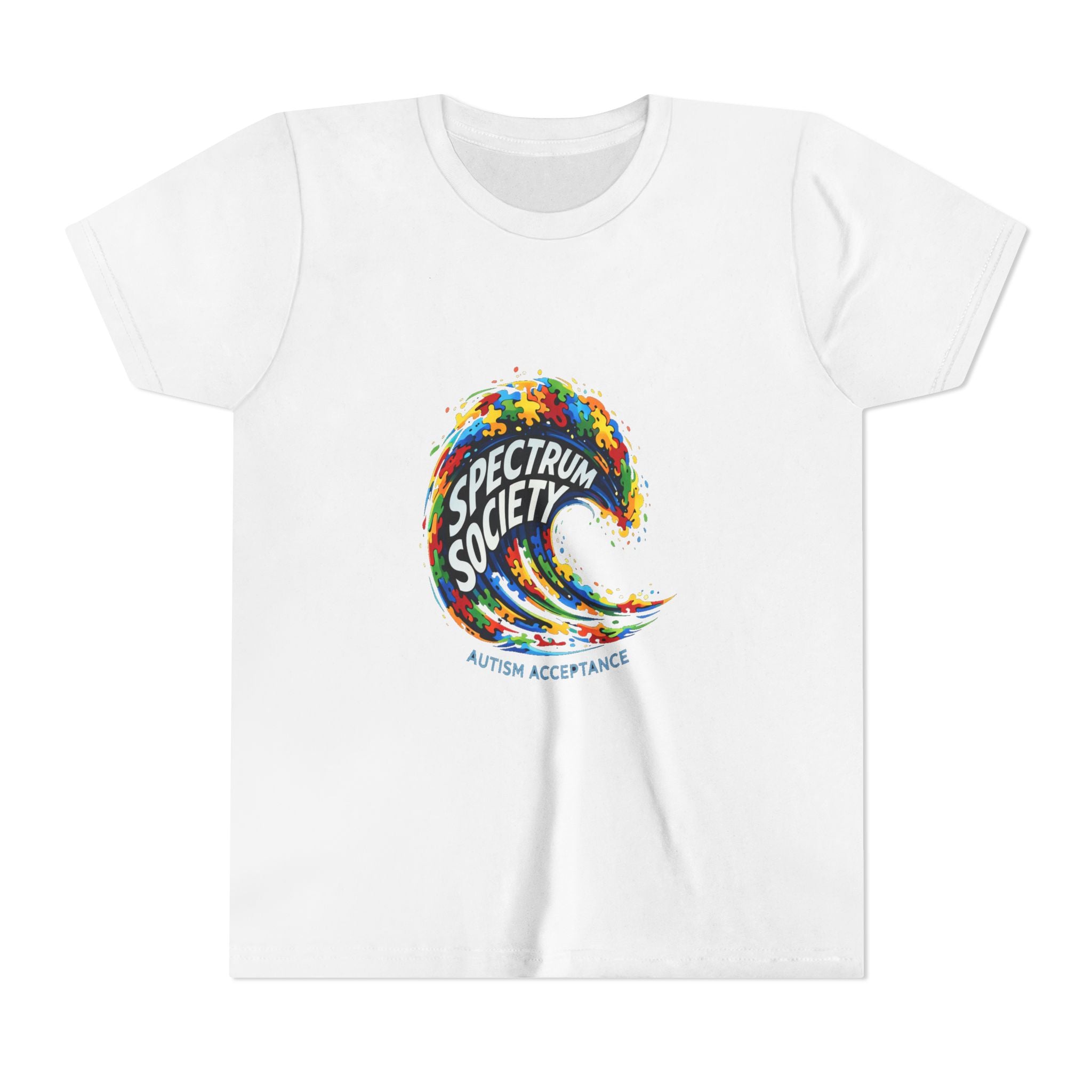 Youth Tee — 'Spectrum Society' Autism Acceptance Colorful Wave Shirt