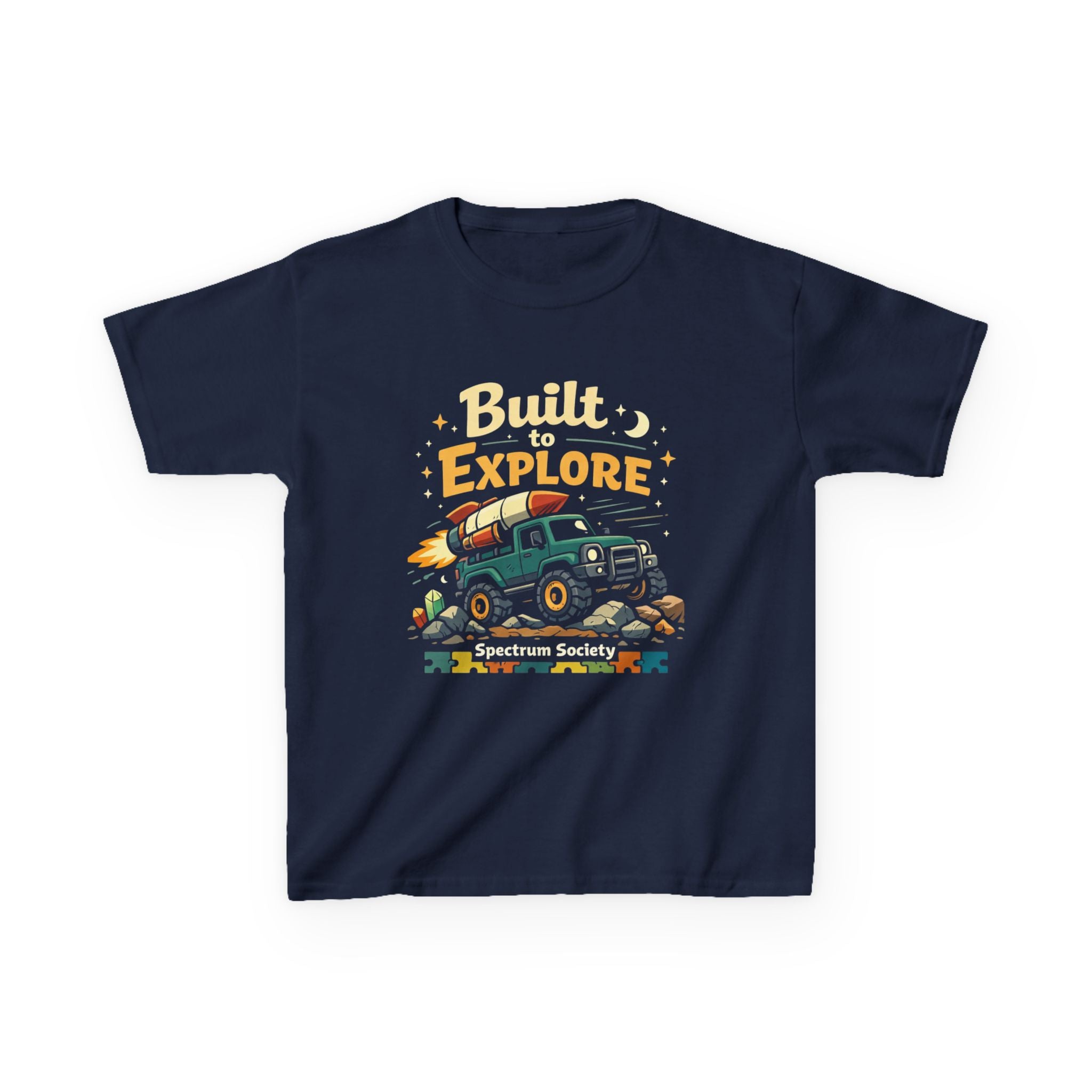 Kids Adventure Tee "Built to Explore" – Off‑Road Truck Camper Shirt