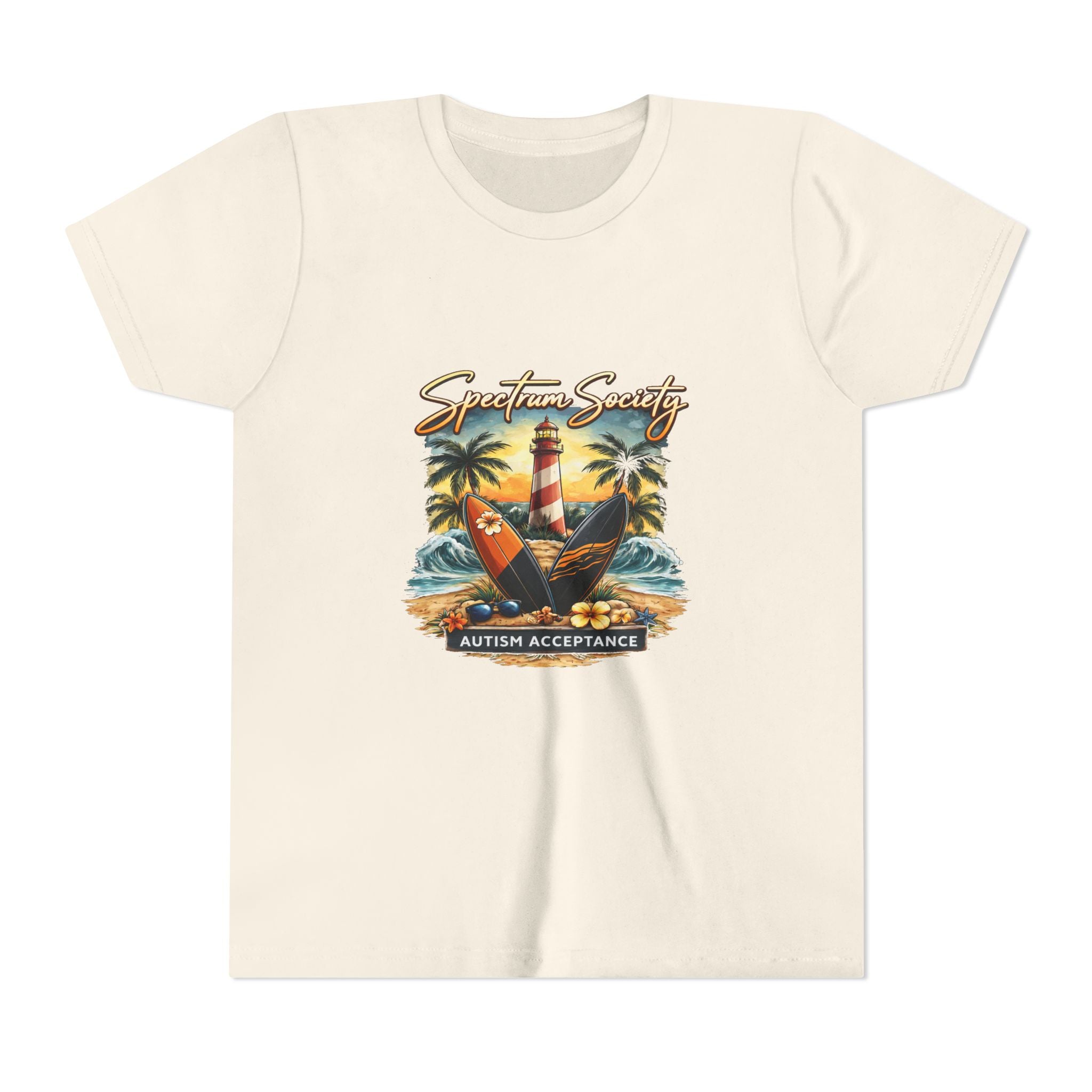Youth Tee — 'Spectrum Society' Lighthouse Surf Autism Acceptance Shirt